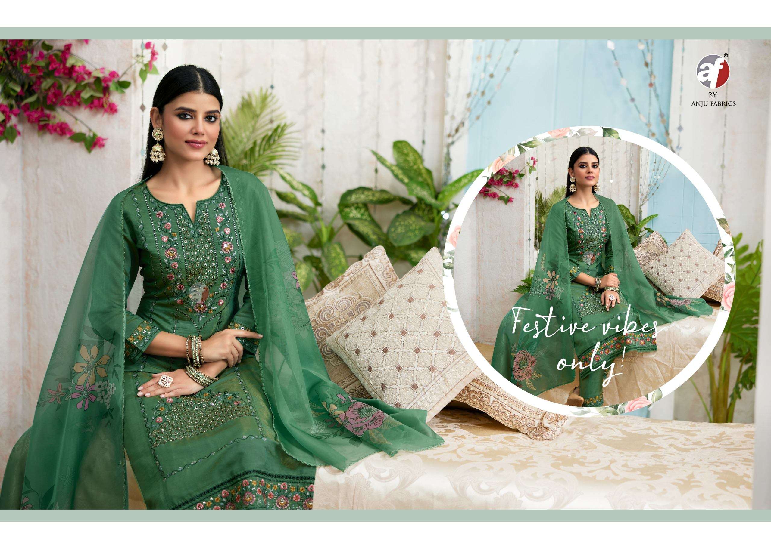 SAYARA VOL-2 BY ANJU FABRICS IN PREMIUM SHIMMER COTTON MAL INNER WITH PURE ORGANZA DUPATTA