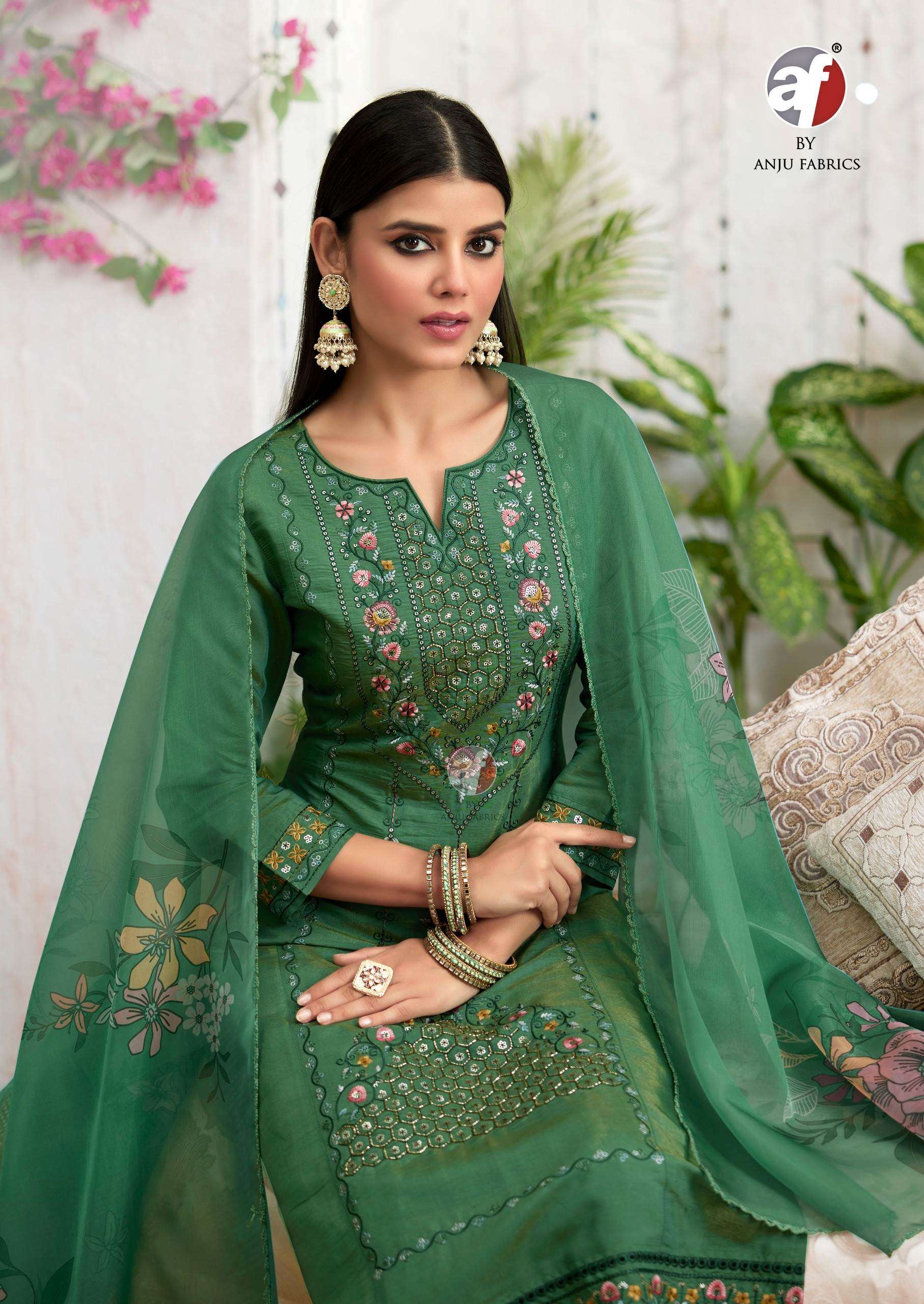 SAYARA VOL-2 BY ANJU FABRICS IN PREMIUM SHIMMER COTTON MAL INNER WITH PURE ORGANZA DUPATTA