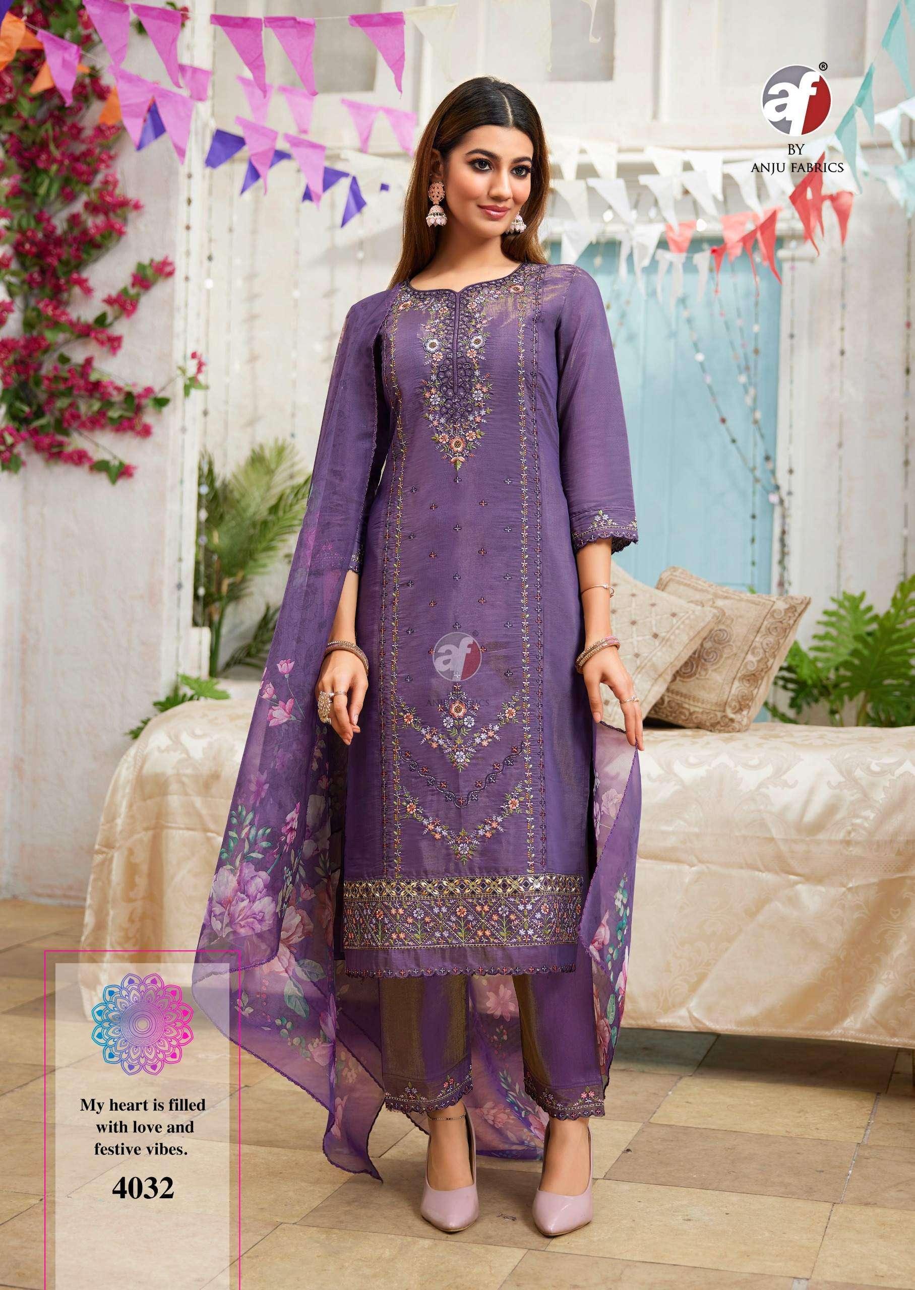SAYARA VOL-2 BY ANJU FABRICS IN PREMIUM SHIMMER COTTON MAL INNER WITH PURE ORGANZA DUPATTA