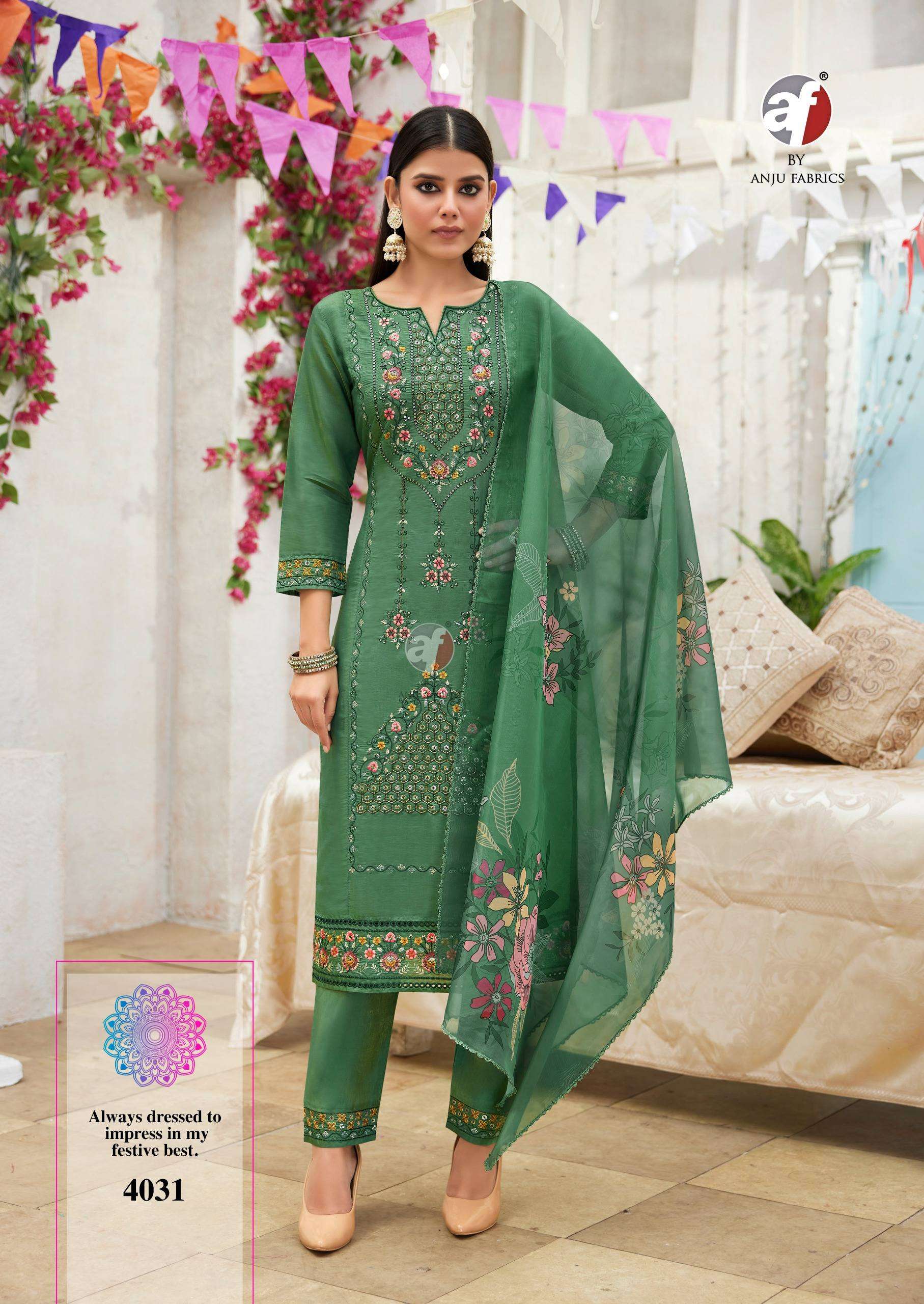 SAYARA VOL-2 BY ANJU FABRICS IN PREMIUM SHIMMER COTTON MAL INNER WITH PURE ORGANZA DUPATTA