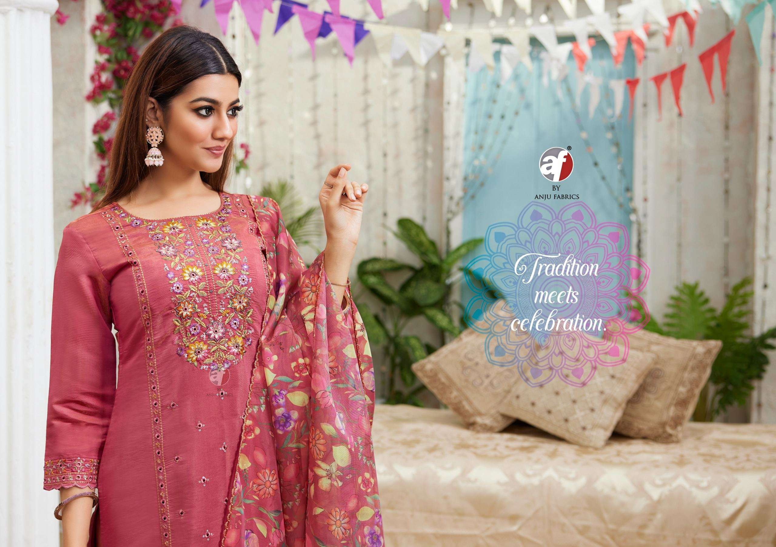 SAYARA VOL-2 BY ANJU FABRICS IN PREMIUM SHIMMER COTTON MAL INNER WITH PURE ORGANZA DUPATTA
