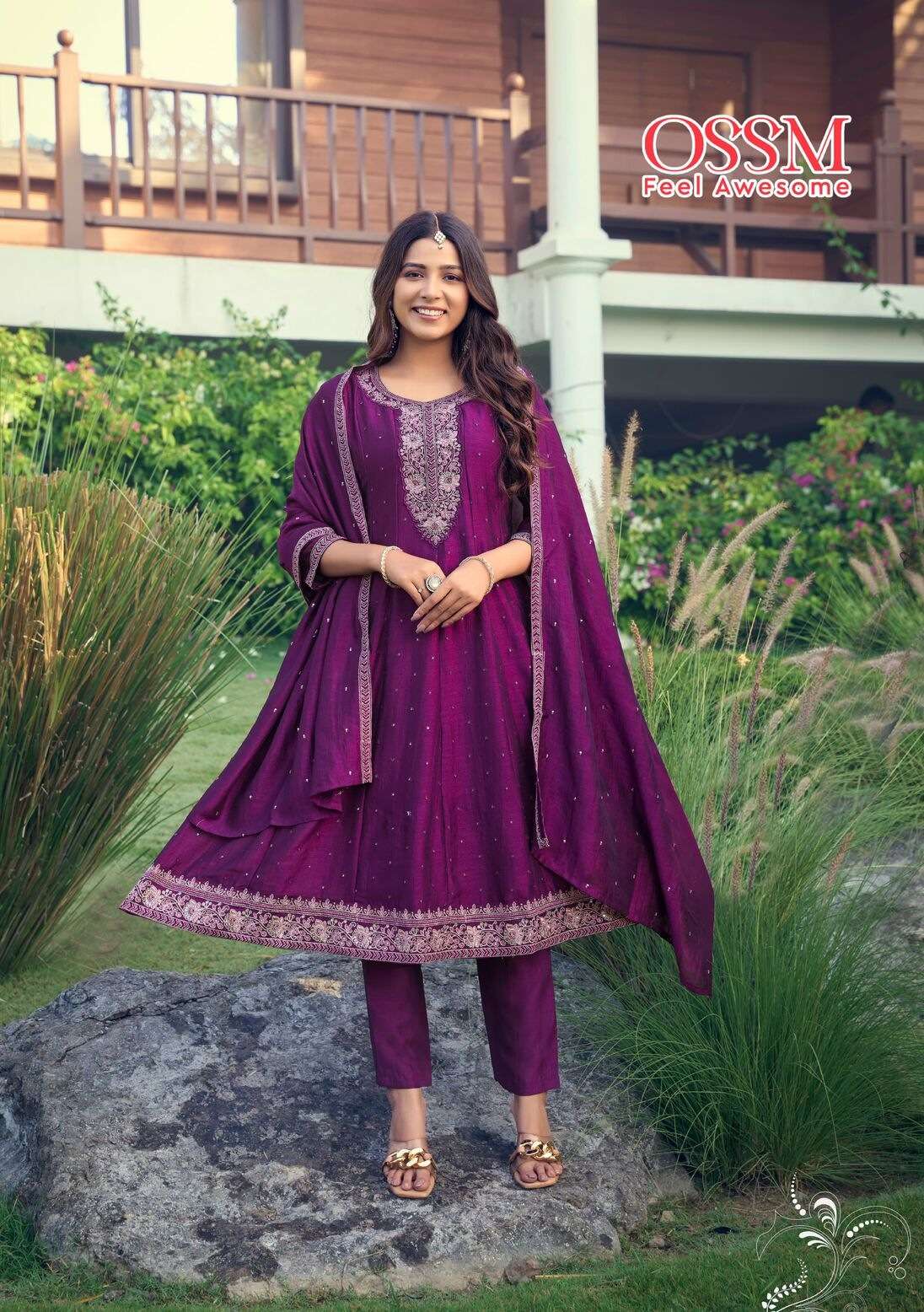 SHAYRA BY OSSM IN VICHITRA SILK WITH ASTER FANCY ANARKALI COLLECTION WITH EMBROIDERY WORK