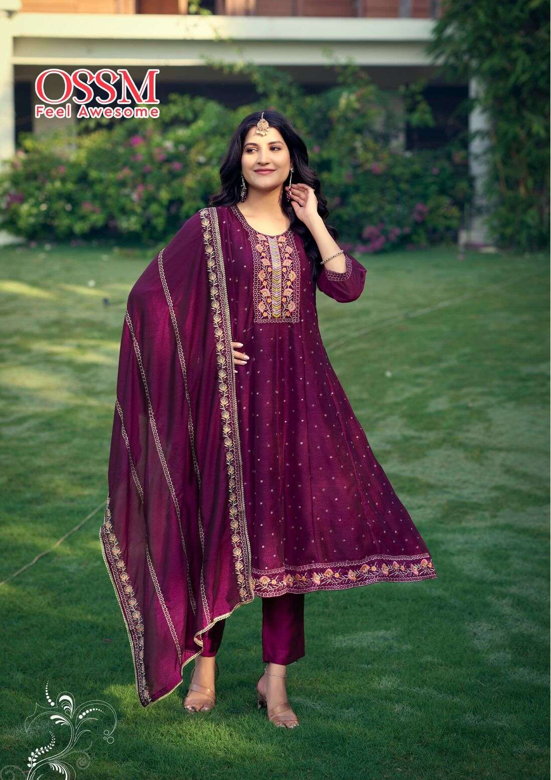 SHAYRA BY OSSM IN VICHITRA SILK WITH ASTER FANCY ANARKALI COLLECTION WITH EMBROIDERY WORK