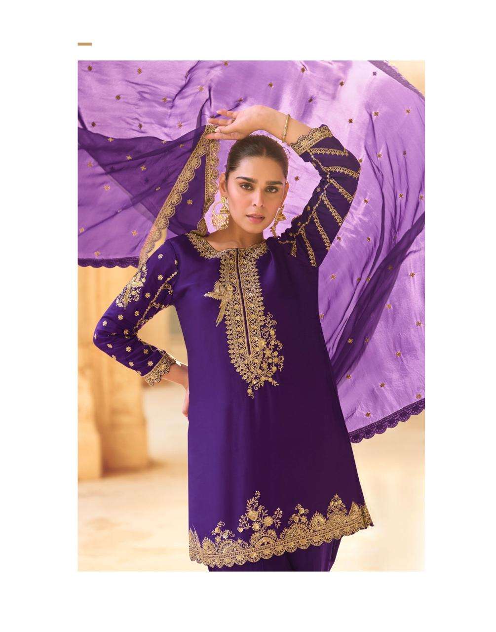 SIYA BY SAYURI DESIGNER IN HEAVY SOFT CREP SILK EMBROIDERES TOP WITH DHOTI AND ORGANZA DUPATTA