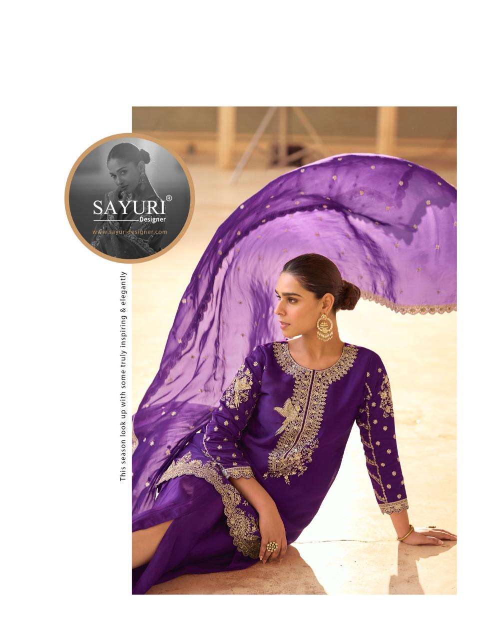 SIYA BY SAYURI DESIGNER IN HEAVY SOFT CREP SILK EMBROIDERES TOP WITH DHOTI AND ORGANZA DUPATTA