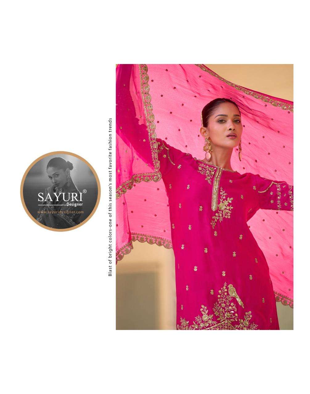 SIYA BY SAYURI DESIGNER IN HEAVY SOFT CREP SILK EMBROIDERES TOP WITH DHOTI AND ORGANZA DUPATTA