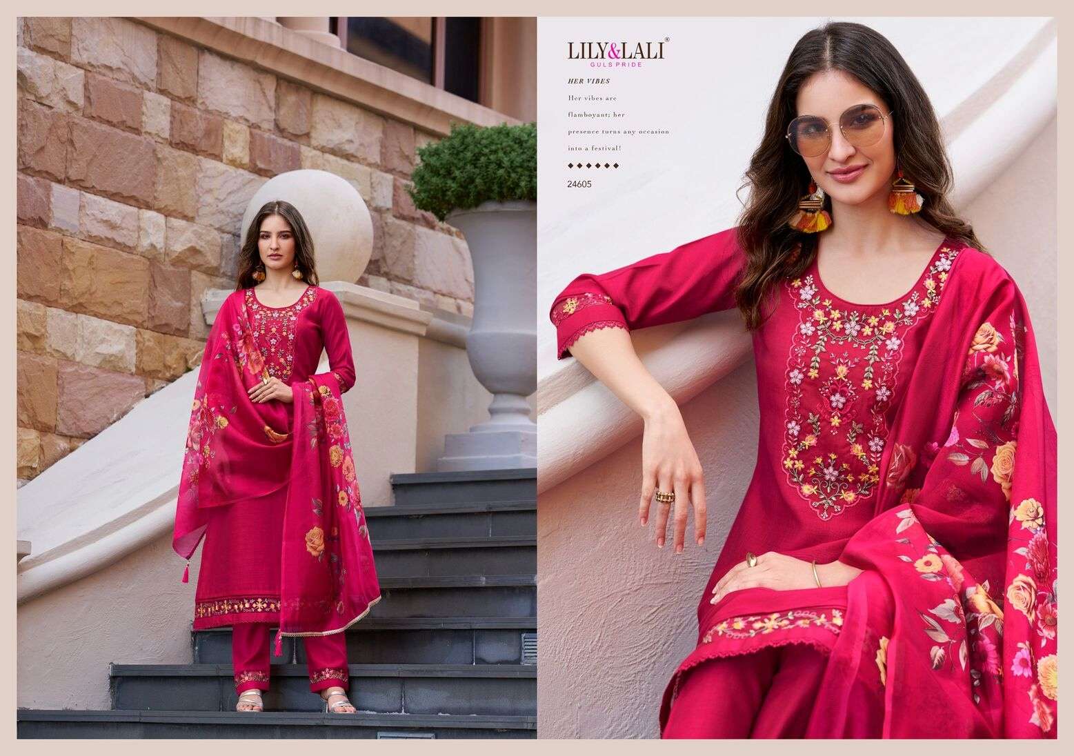 SRIVALLI VOL-2 BY LILY & LALI IN VISCOUS SILK FABRICS WITH HANDWORK AND EMBROIDERY