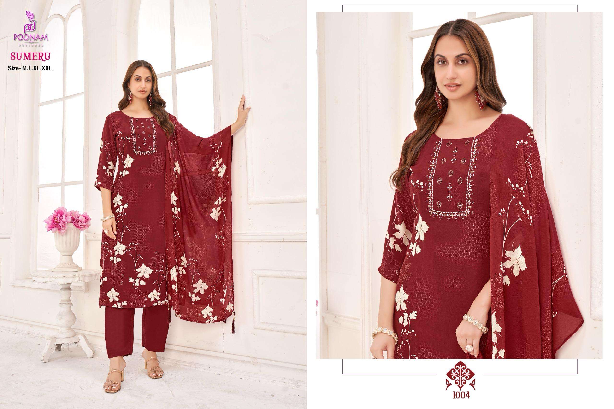 SUMERU BY POONAM DESIGNER IN PURE NATURAL CREPE FABRIC WITH DESIGNER PRINT