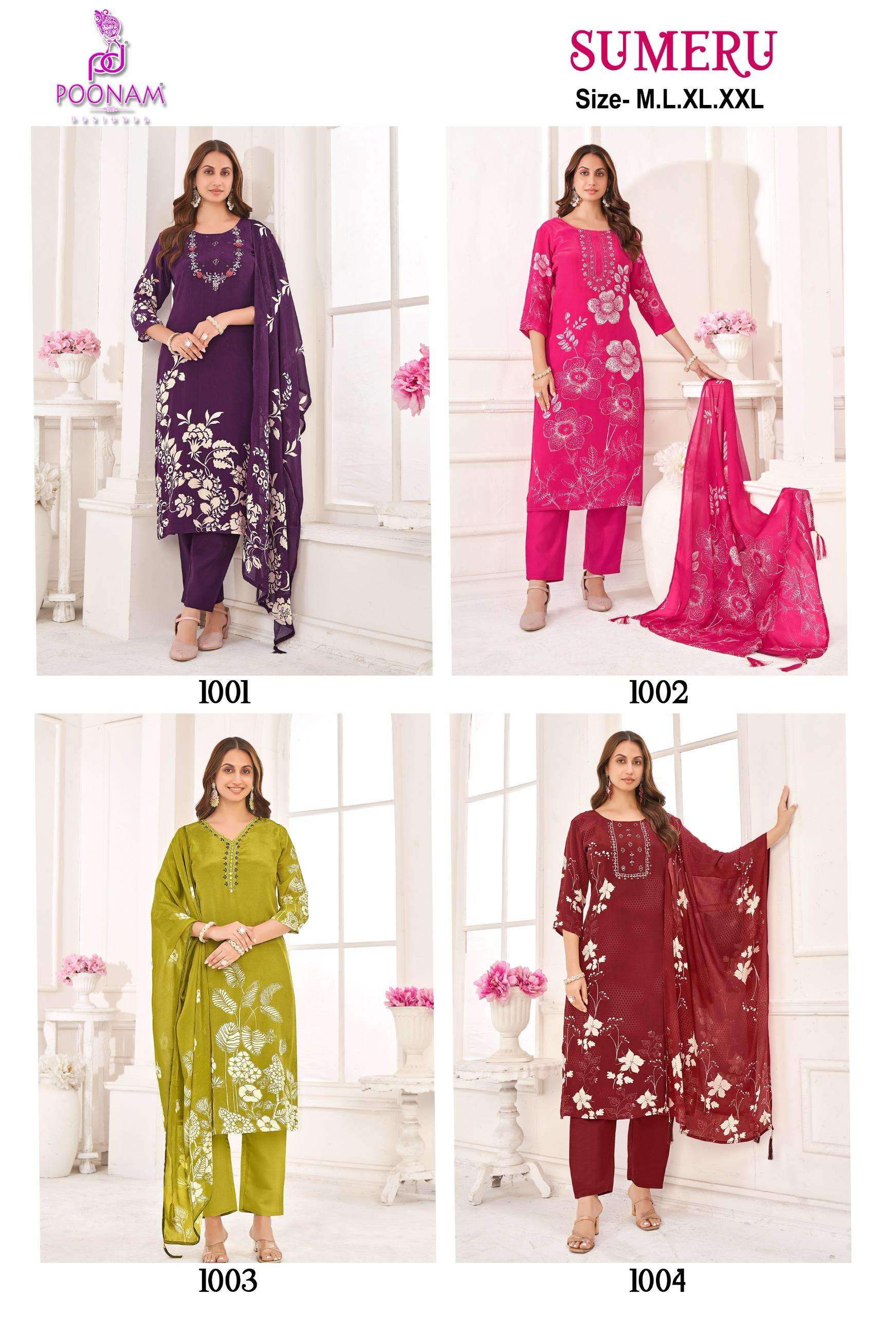 SUMERU BY POONAM DESIGNER IN PURE NATURAL CREPE FABRIC WITH DESIGNER PRINT