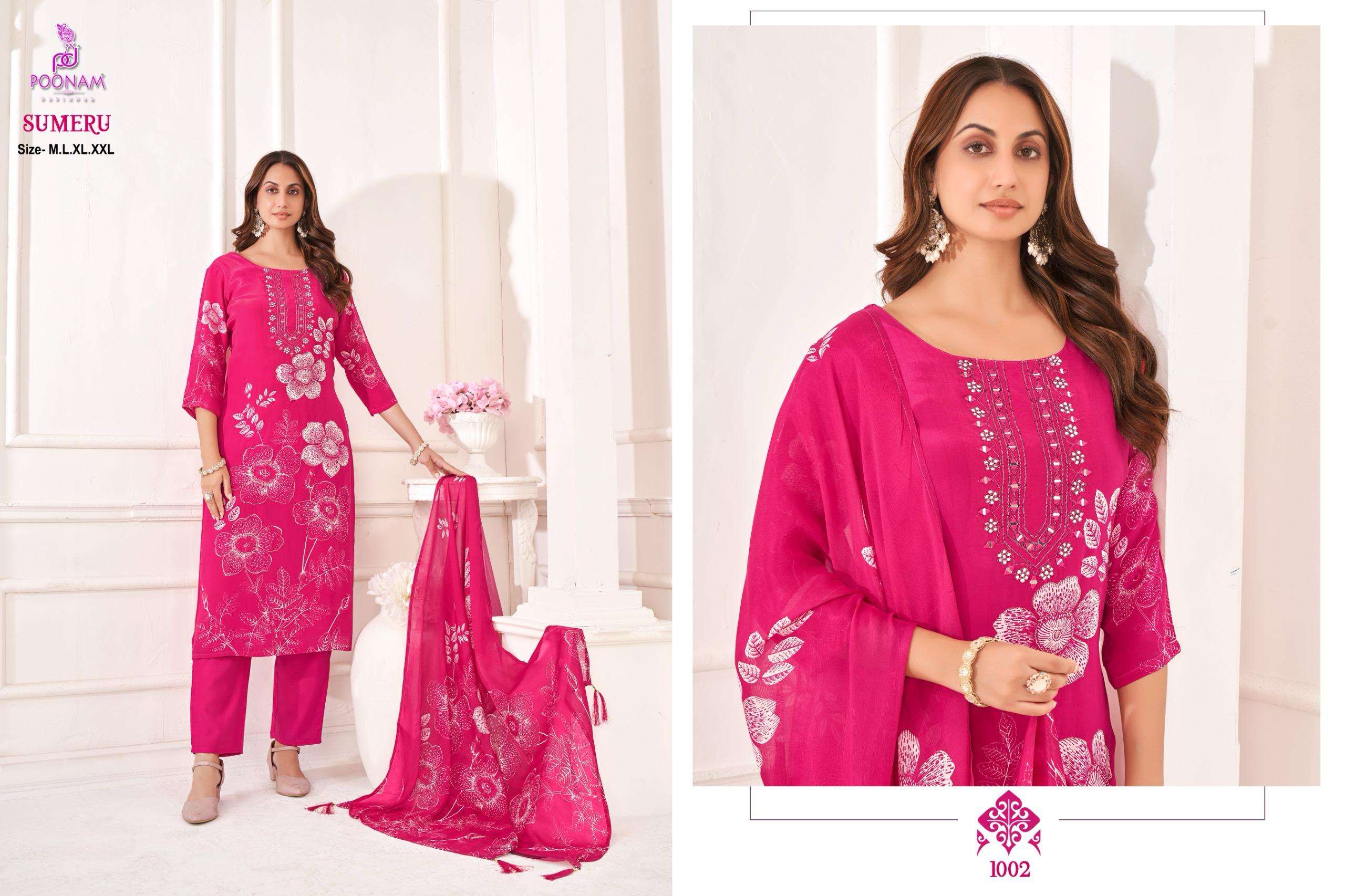 SUMERU BY POONAM DESIGNER IN PURE NATURAL CREPE FABRIC WITH DESIGNER PRINT