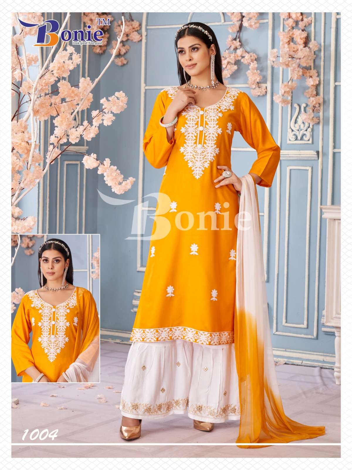 VAMIKA VOL-1 BY BONIE IN RAYON FABRIC WITH EMBROIDERY WORK IN TOP AND BOTTOM