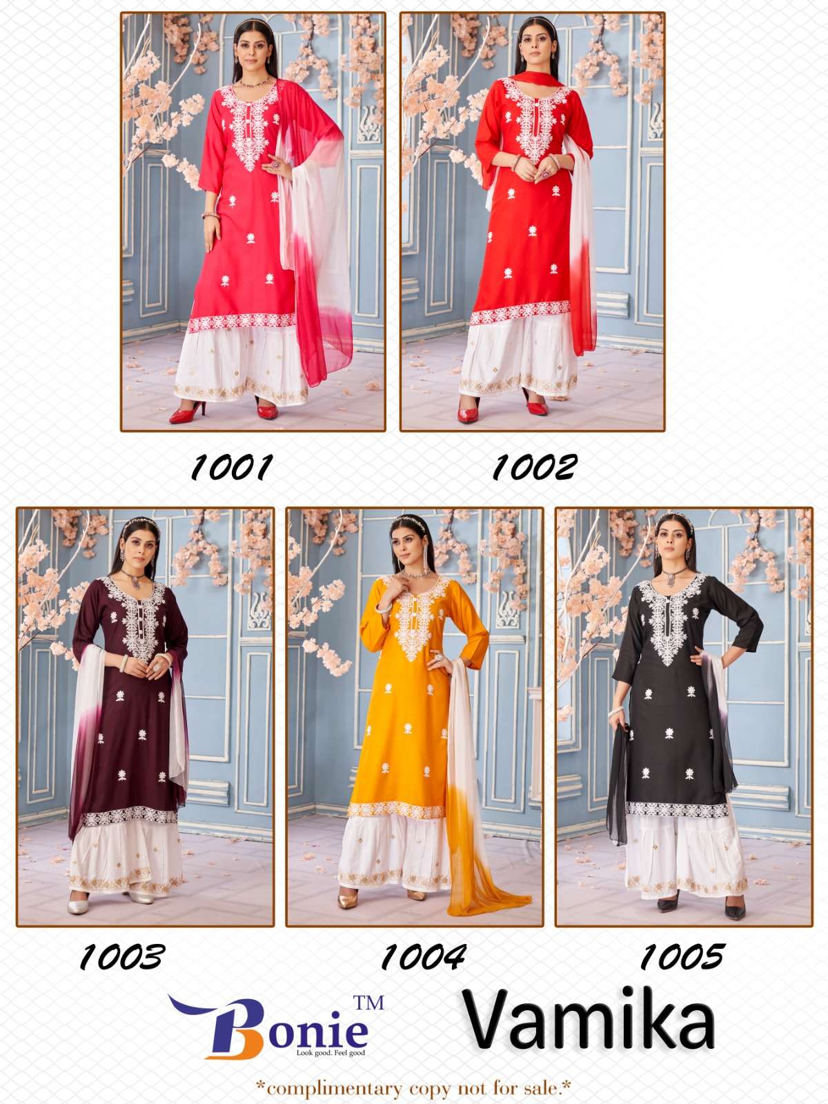 VAMIKA VOL-1 BY BONIE IN RAYON FABRIC WITH EMBROIDERY WORK IN TOP AND BOTTOM