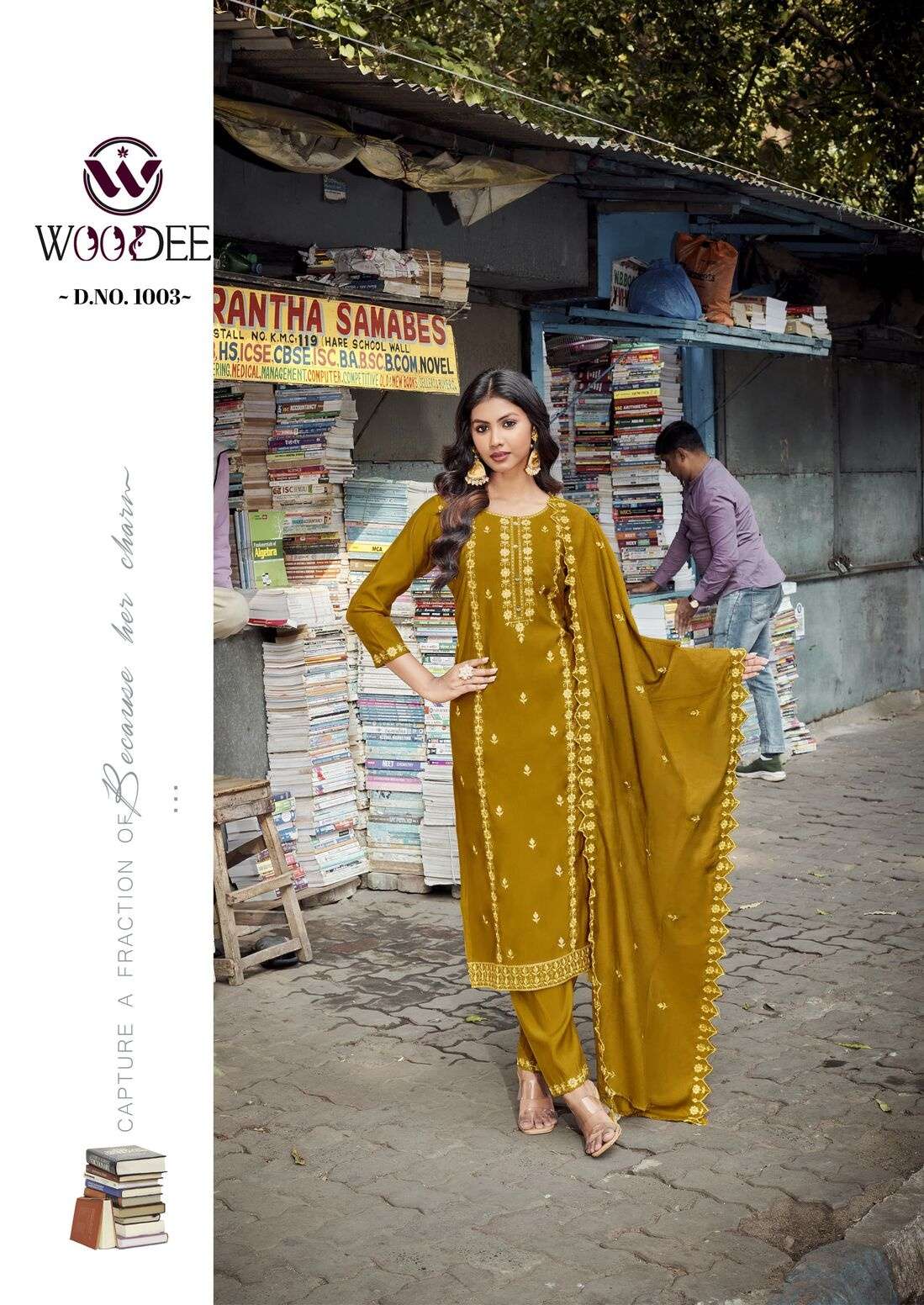 VICTORIA BY WOODEE IN FANCY VISCOSE ROMAN SILK WITH THREAD CUTWORK