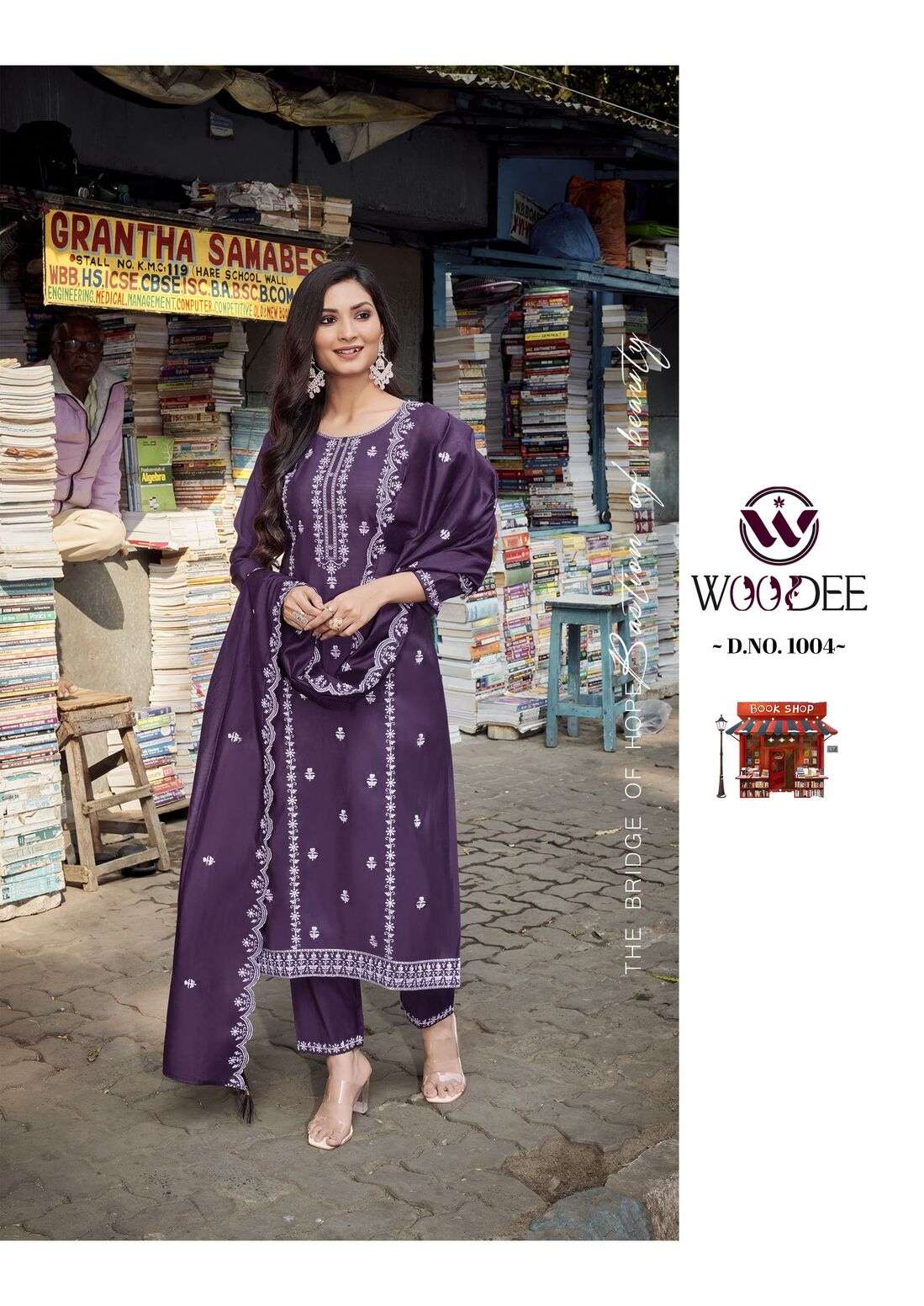 VICTORIA BY WOODEE IN FANCY VISCOSE ROMAN SILK WITH THREAD CUTWORK