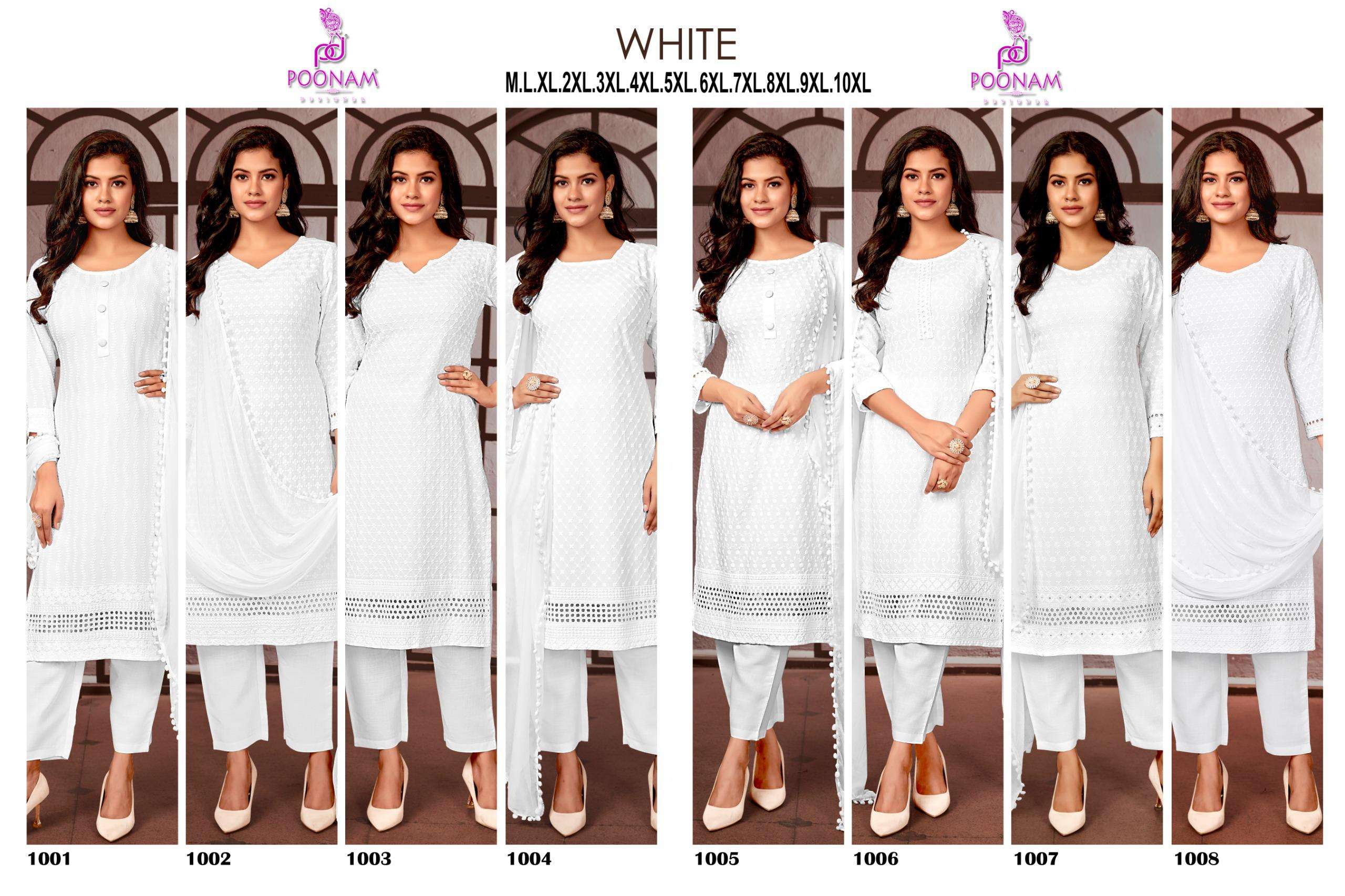 WHITE VOL-2 BY POONAM DESIGNER IN PURA RAYON WITH FULL CHIKAN WORK