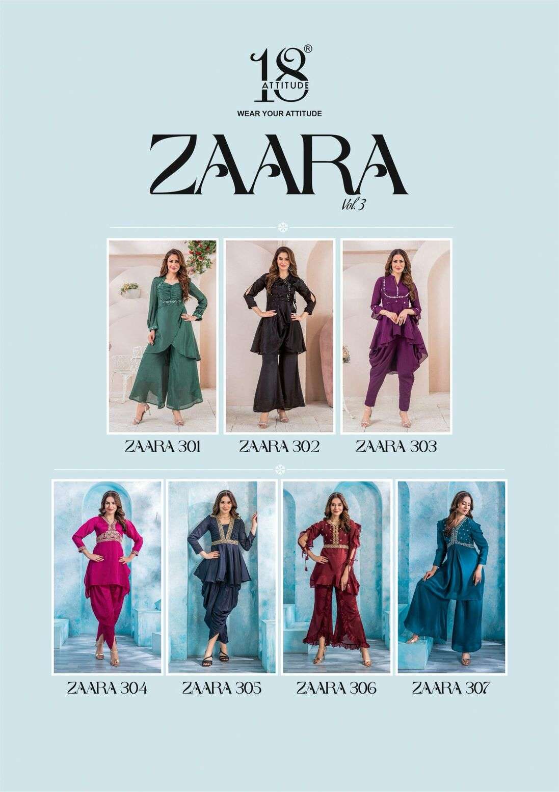 ZAARA VOL-03 BY 18 ATTITUDE IN PURE CHINNON WITH LINING 2 PIECE CORDS