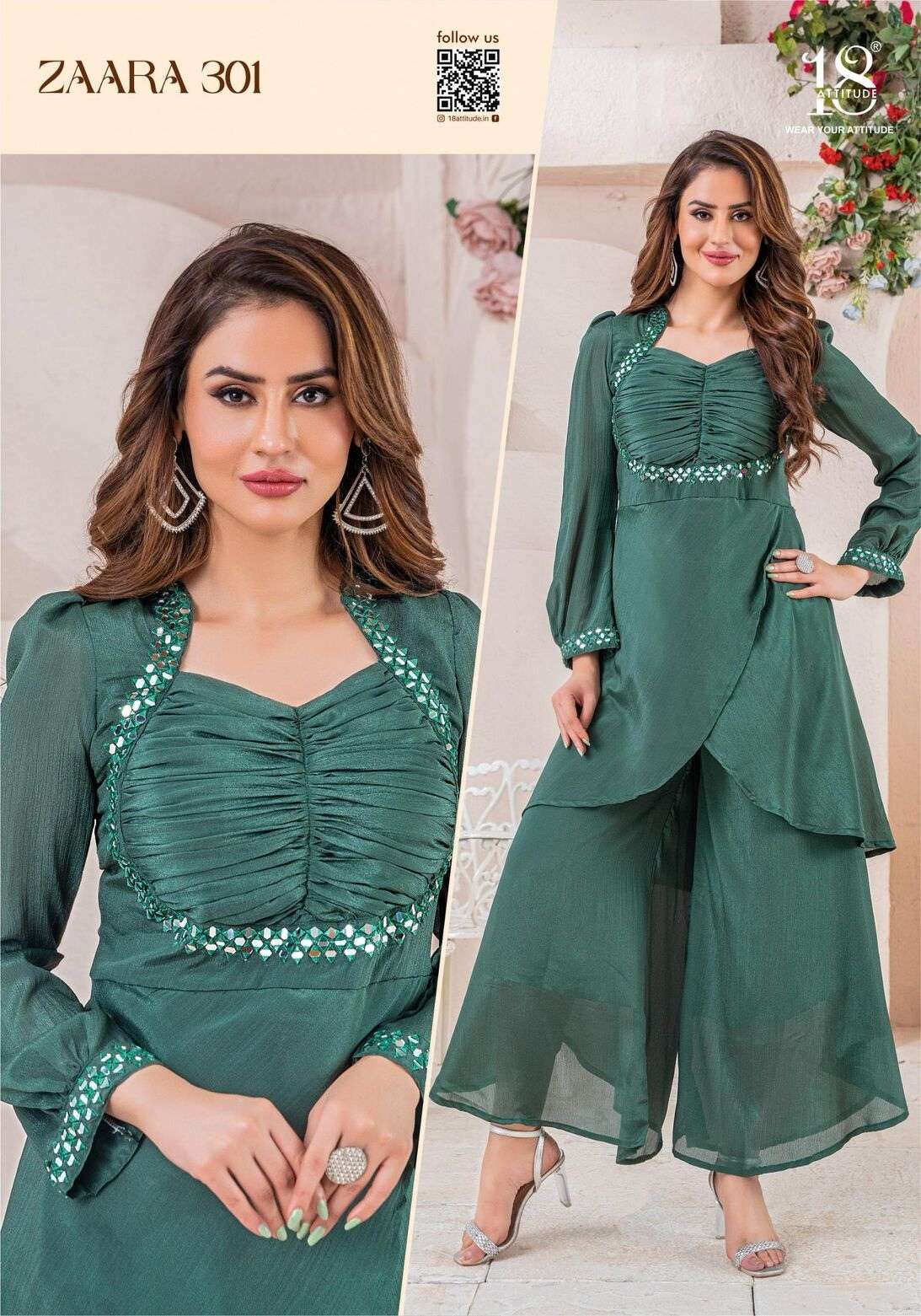 ZAARA VOL-03 BY 18 ATTITUDE IN PURE CHINNON WITH LINING 2 PIECE CORDS