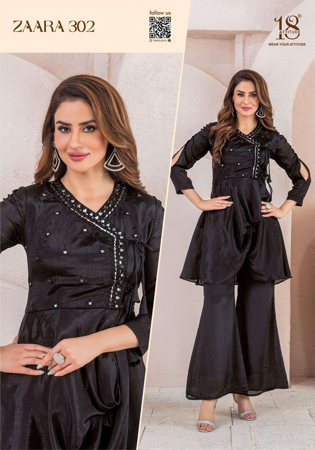 ZAARA VOL-03 BY 18 ATTITUDE IN PURE CHINNON WITH LINING 2 PIECE CORDS