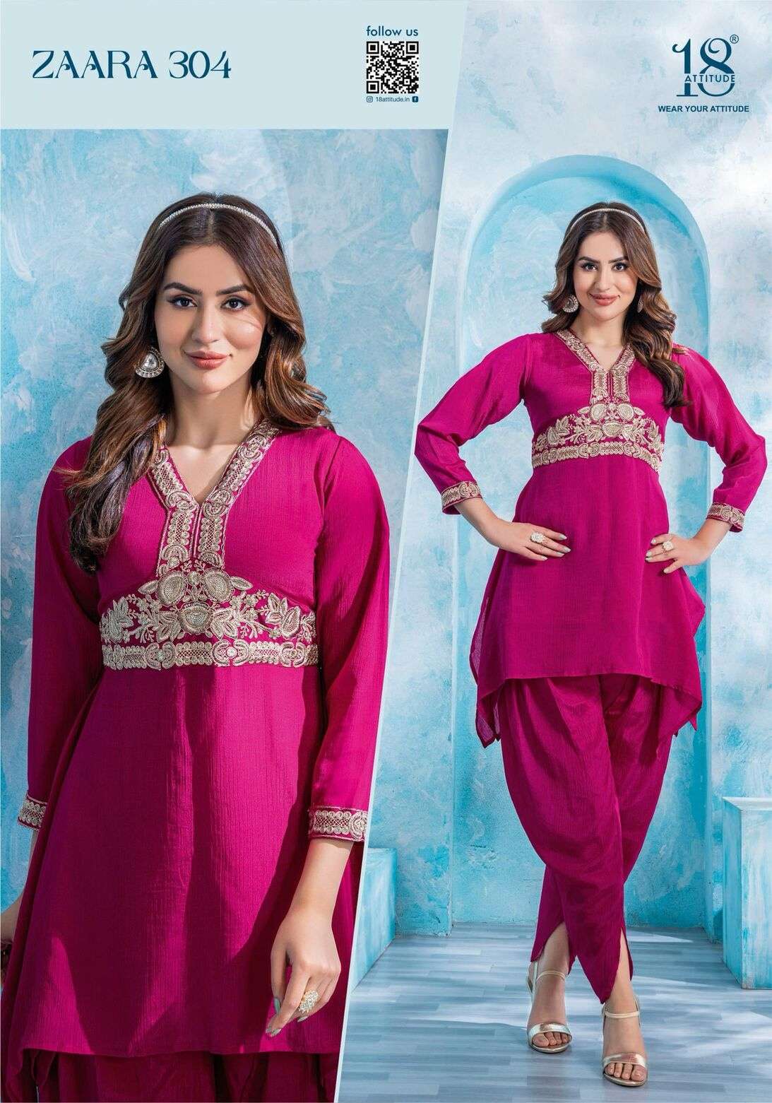 ZAARA VOL-03 BY 18 ATTITUDE IN PURE CHINNON WITH LINING 2 PIECE CORDS