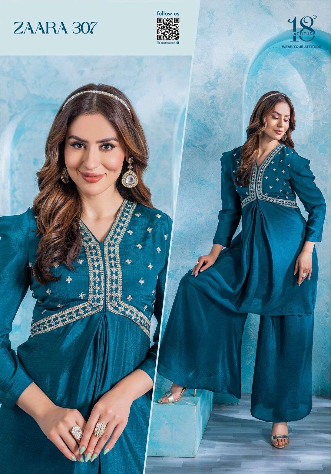ZAARA VOL-03 BY 18 ATTITUDE IN PURE CHINNON WITH LINING 2 PIECE CORDS