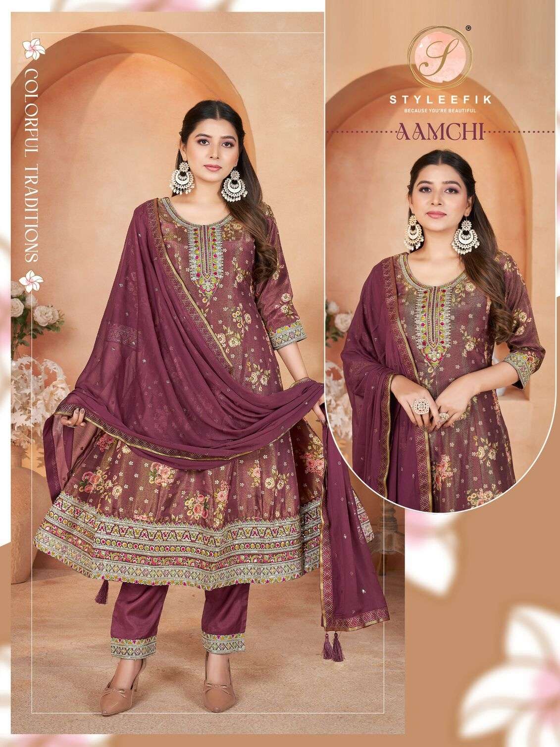 AAMCHI BY STYLEFIK IN PURE TISSUE JACQUARD DIGITAL PRINTS WITH DUPATTA