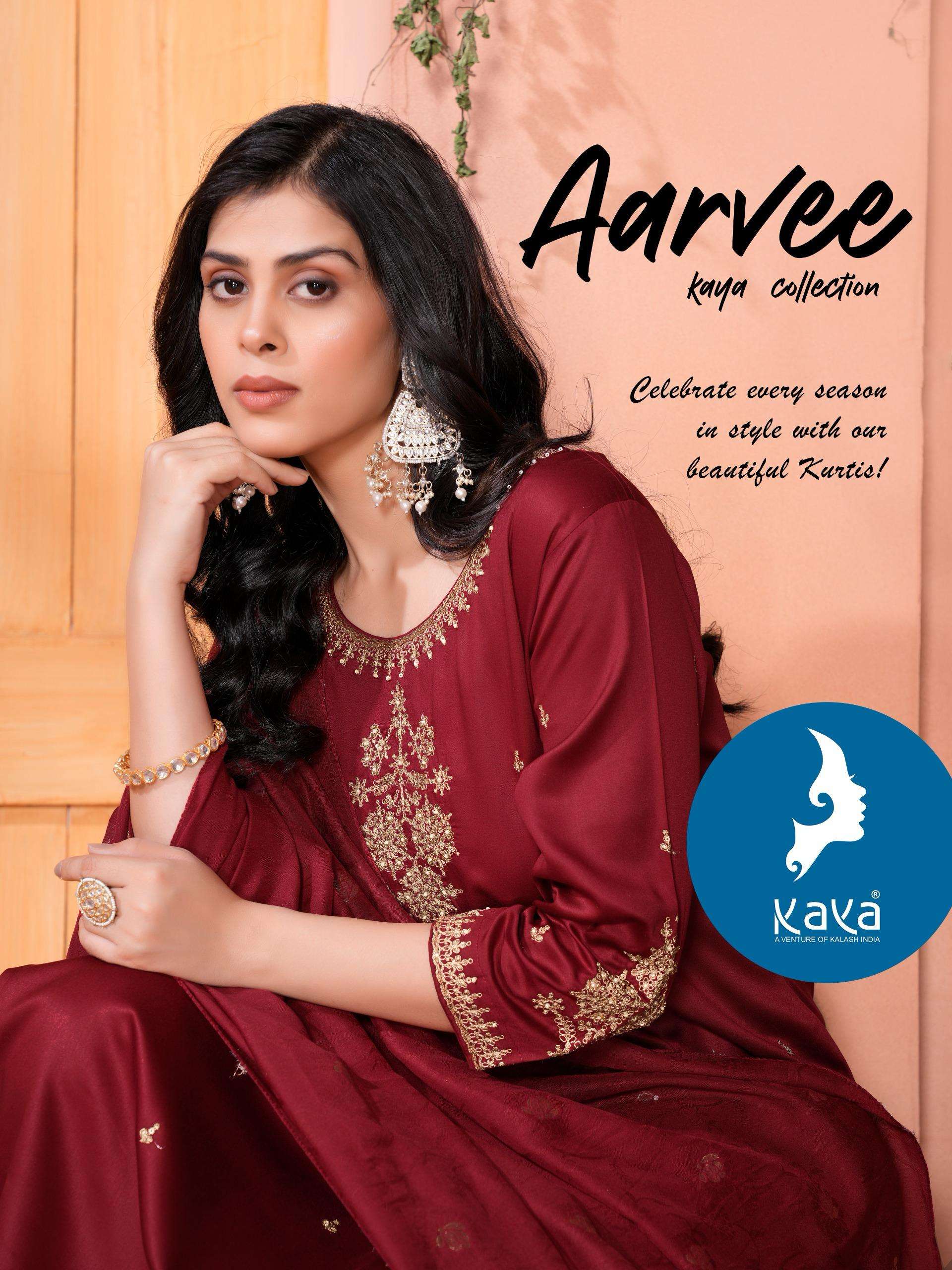 AARVEE BY KAYA KURTI IN GAJI SILK 3 PIECE CONCEPT WITH STRAIGHT CUT AND FANCY CHANDERI DUPATTA 