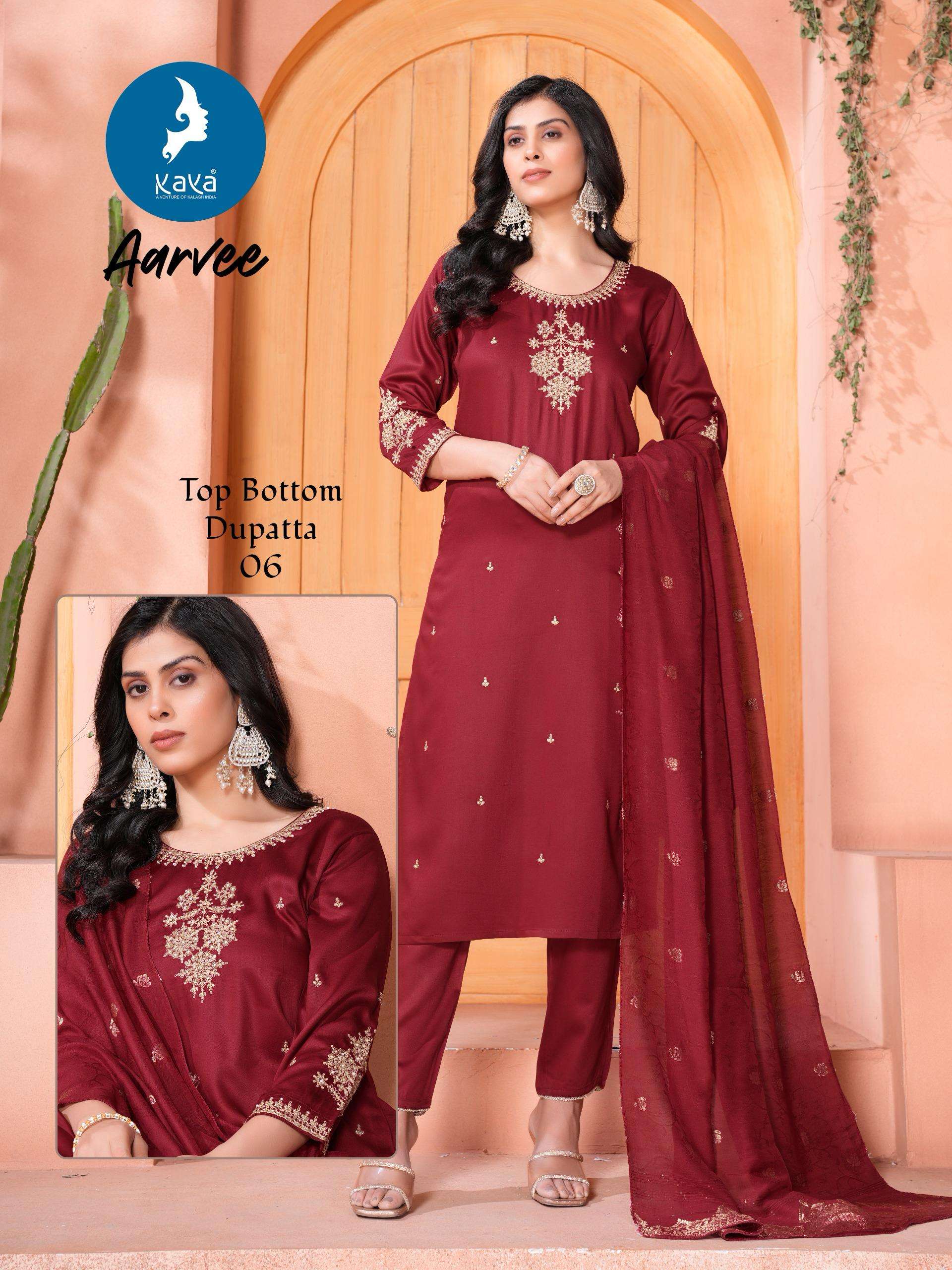 AARVEE BY KAYA KURTI IN GAJI SILK 3 PIECE CONCEPT WITH STRAIGHT CUT AND FANCY CHANDERI DUPATTA 