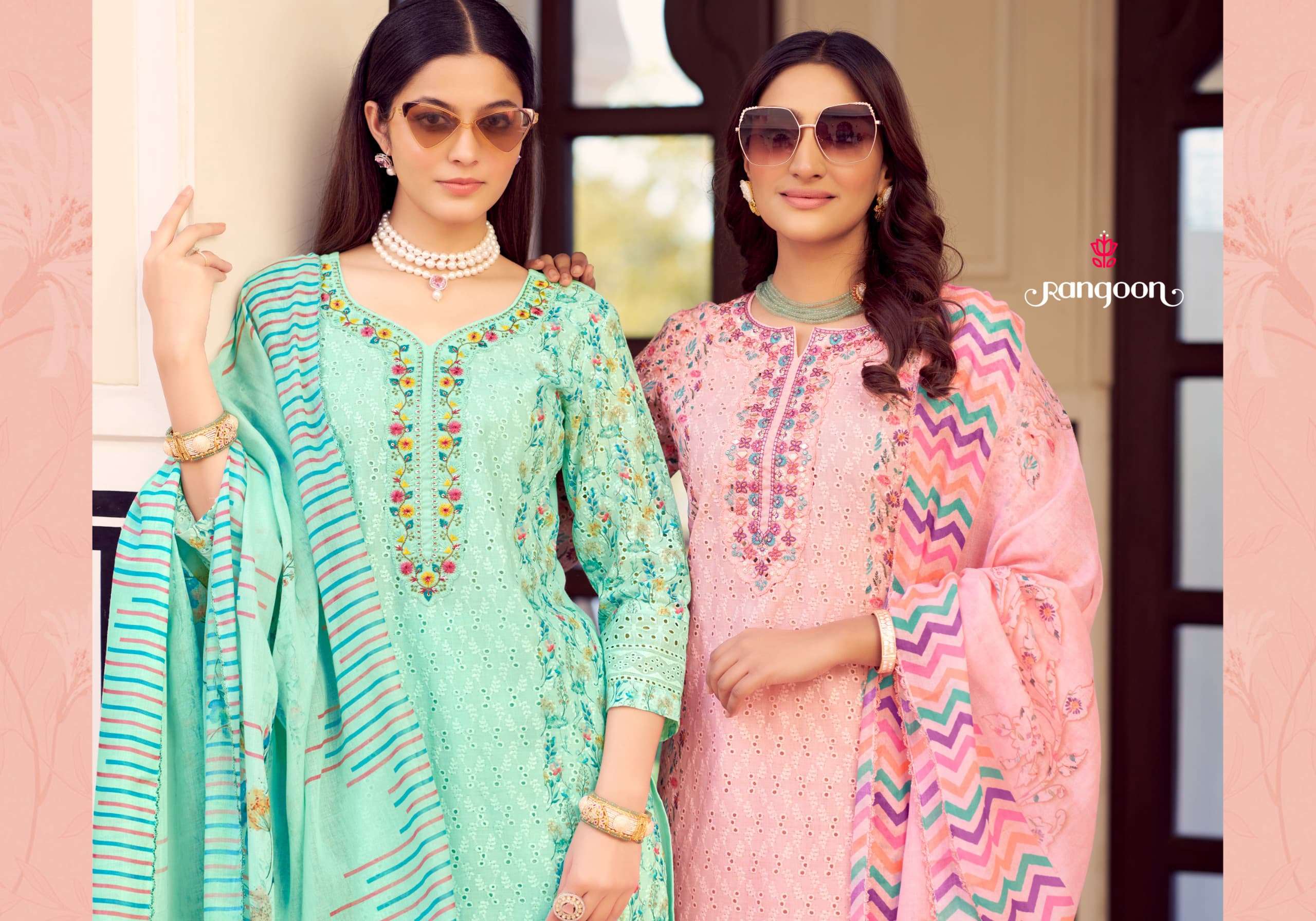 ANIKA BY RANGOON IN PURE COTTON CHIEFLTY WITH FANCY EMBROIDERY WORK & MIRROR WORK