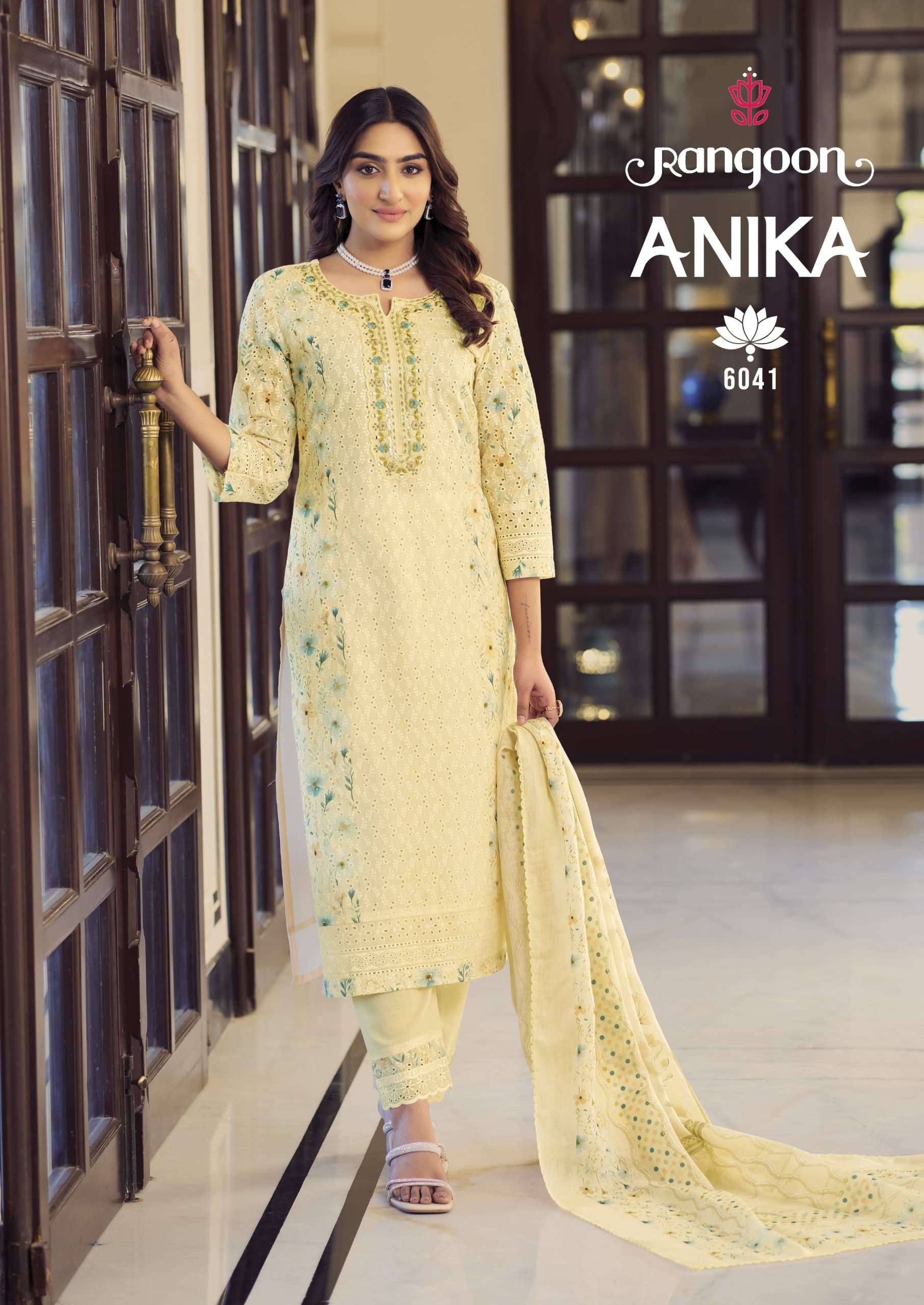 ANIKA BY RANGOON IN PURE COTTON CHIEFLTY WITH FANCY EMBROIDERY WORK & MIRROR WORK