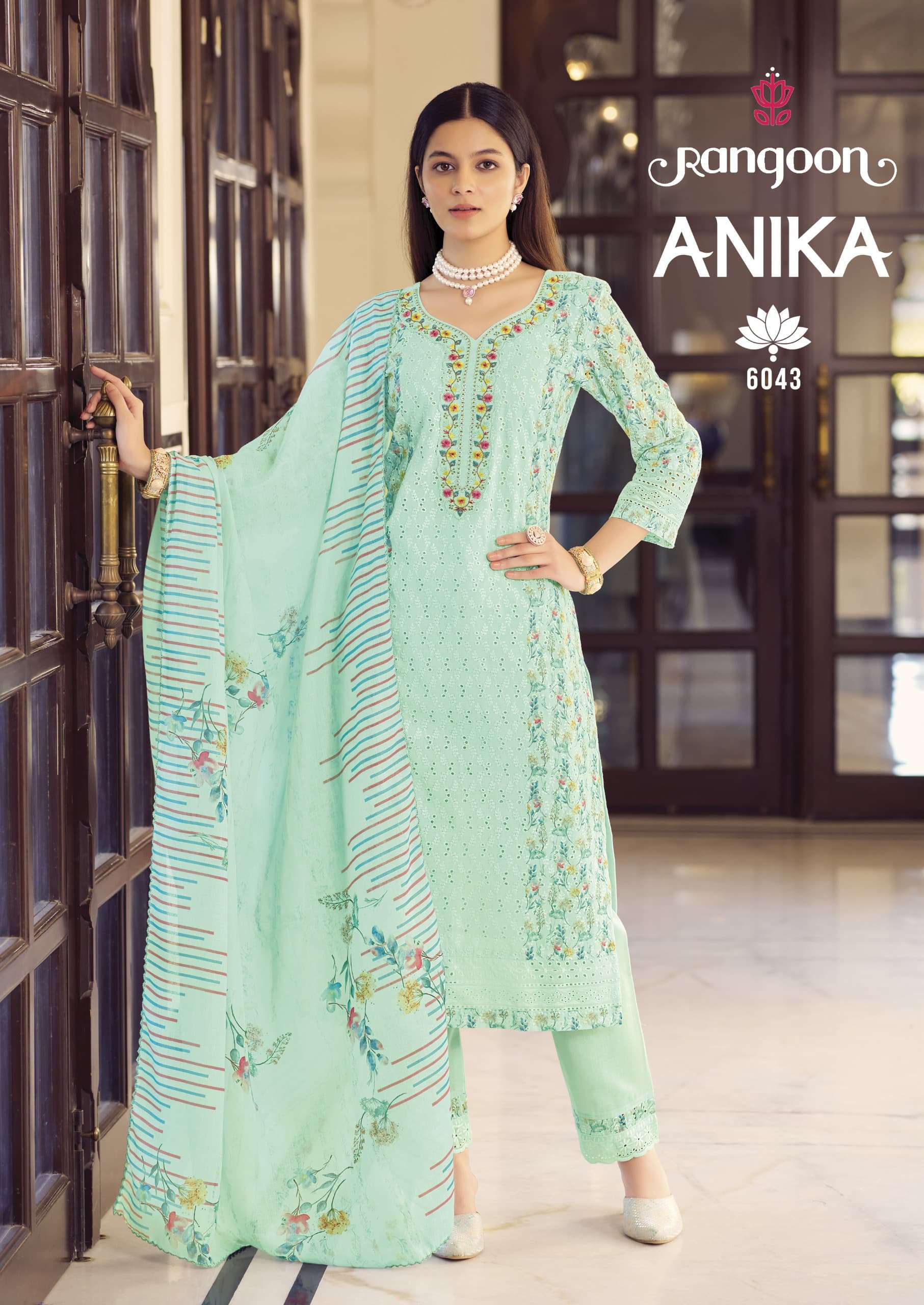 ANIKA BY RANGOON IN PURE COTTON CHIEFLTY WITH FANCY EMBROIDERY WORK & MIRROR WORK