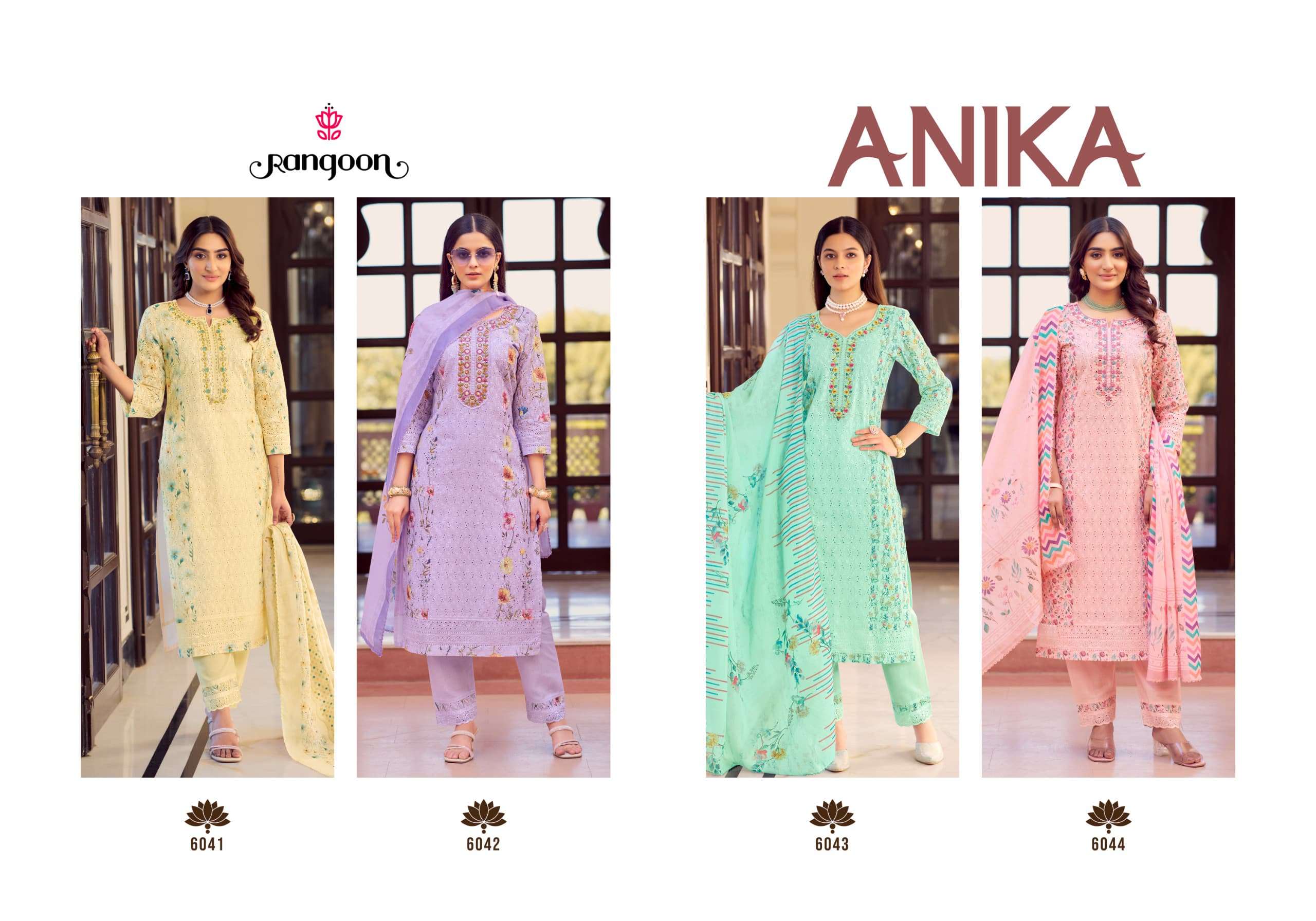 ANIKA BY RANGOON IN PURE COTTON CHIEFLTY WITH FANCY EMBROIDERY WORK & MIRROR WORK