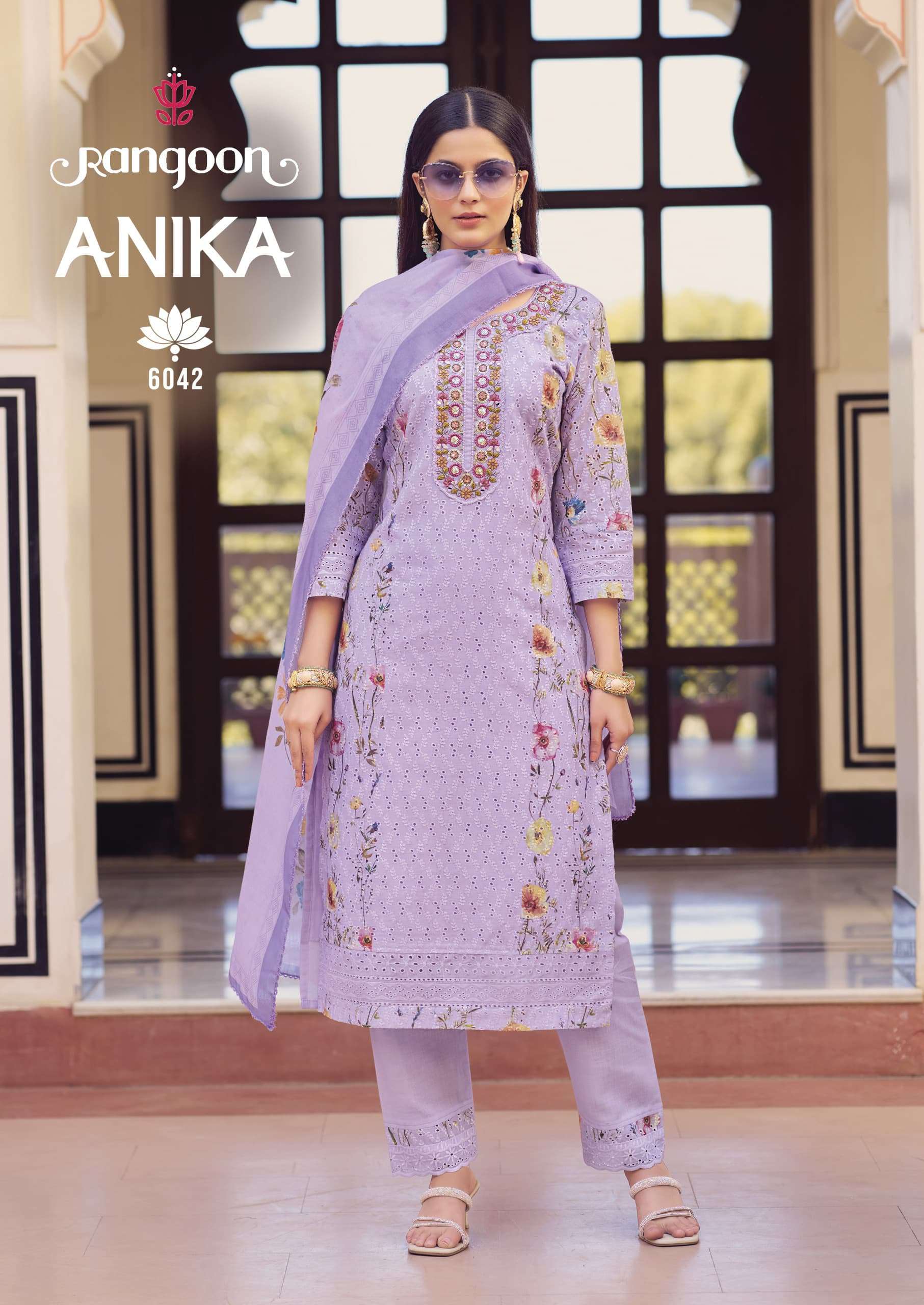 ANIKA BY RANGOON IN PURE COTTON CHIEFLTY WITH FANCY EMBROIDERY WORK & MIRROR WORK