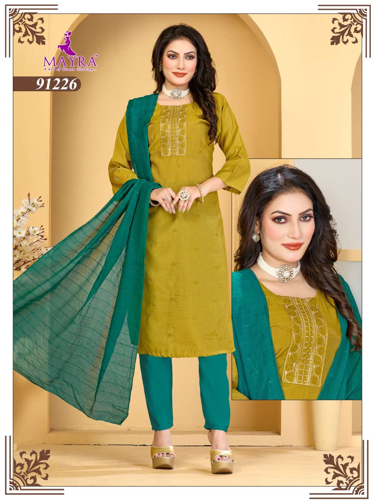 COCKTAIL BY MAYRA FASHION IN VERTICAN SIMMER WITH SEQUENCE EMBROIDERY WORK