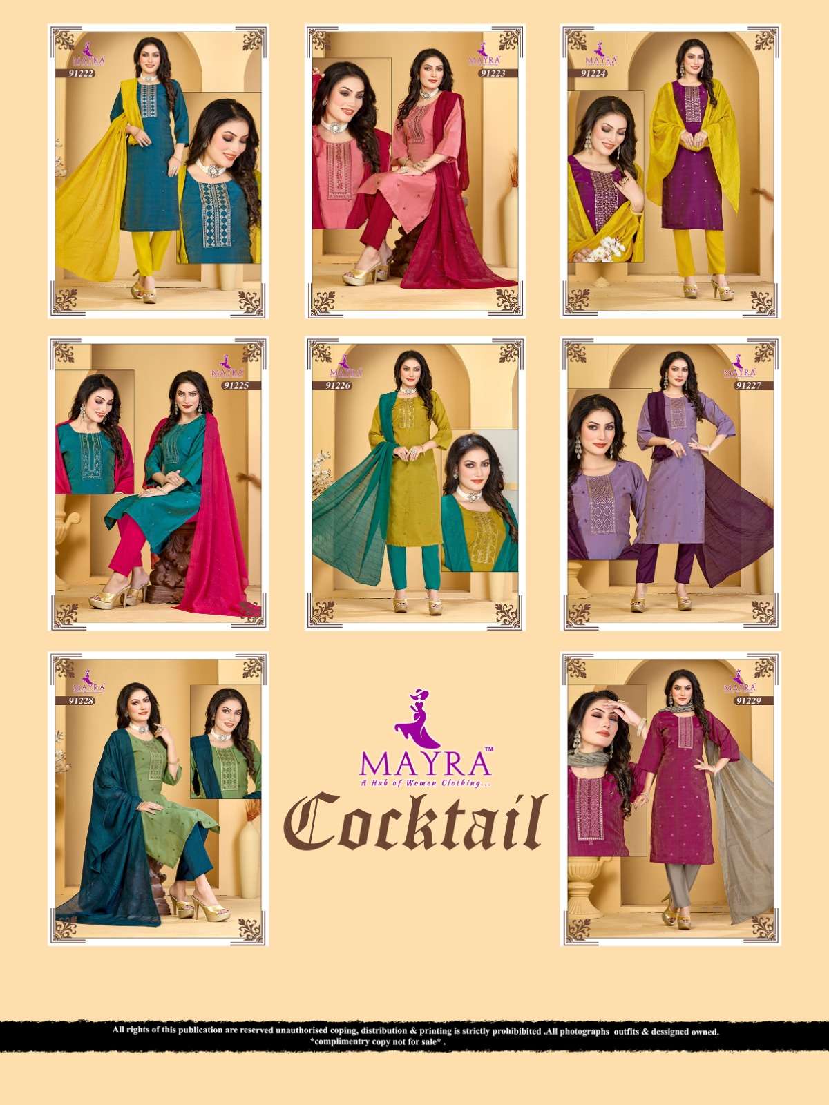 COCKTAIL BY MAYRA FASHION IN VERTICAN SIMMER WITH SEQUENCE EMBROIDERY WORK