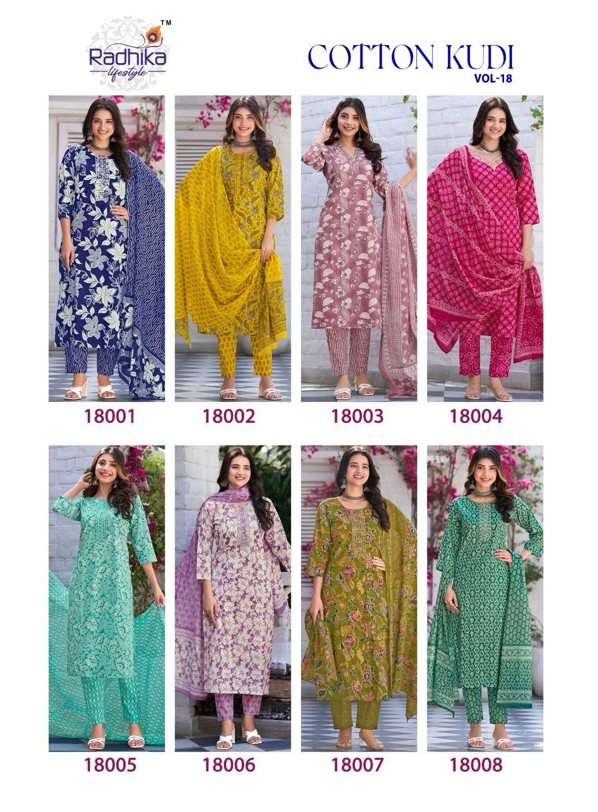 COTTON KUDI VOL-18 BY RADHIKA LIFE STYLE IN PURE COTTON KURTI WITH PANT& DUPPATTA