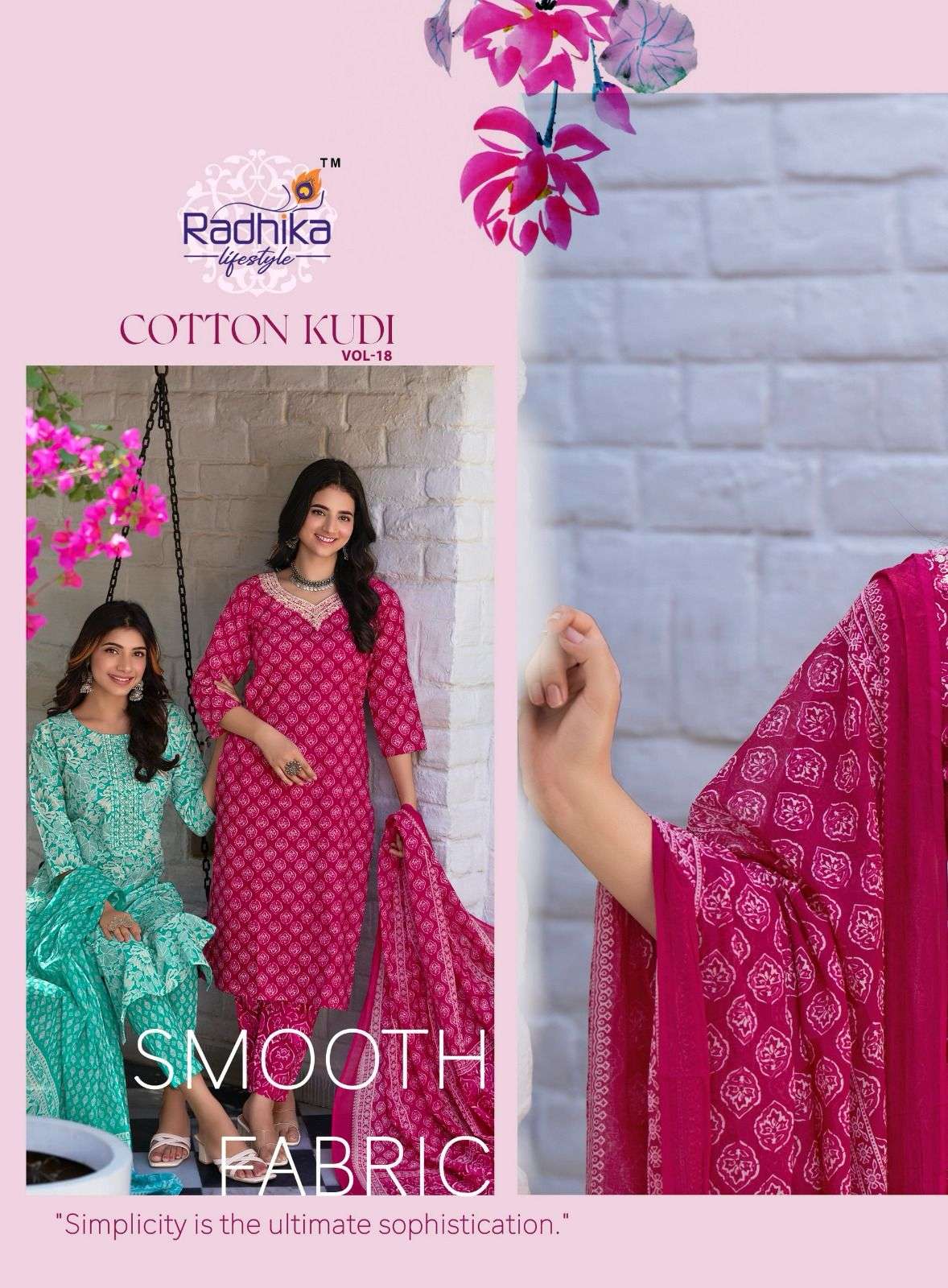 COTTON KUDI VOL-18 BY RADHIKA LIFE STYLE IN PURE COTTON KURTI WITH PANT& DUPPATTA