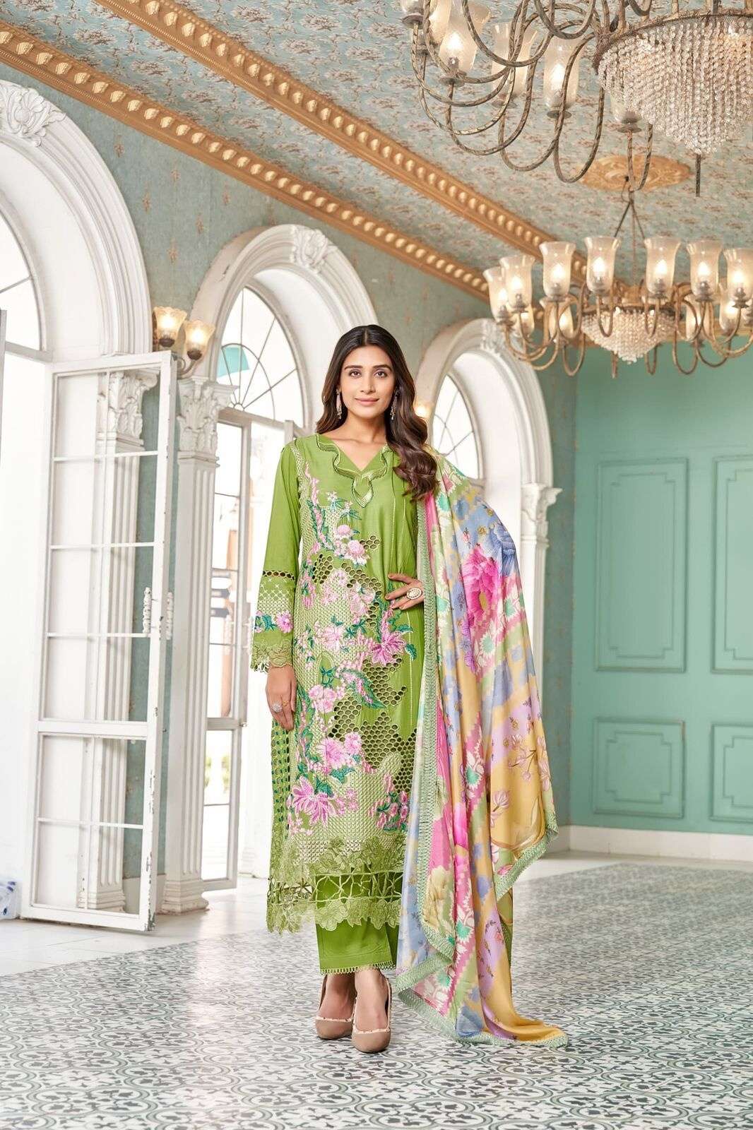 D.N:-1329 TO 1335 BY AMARA FASHION IN COTTON PAKISTANI HEAVY KURTI SET WITH DUPATTA