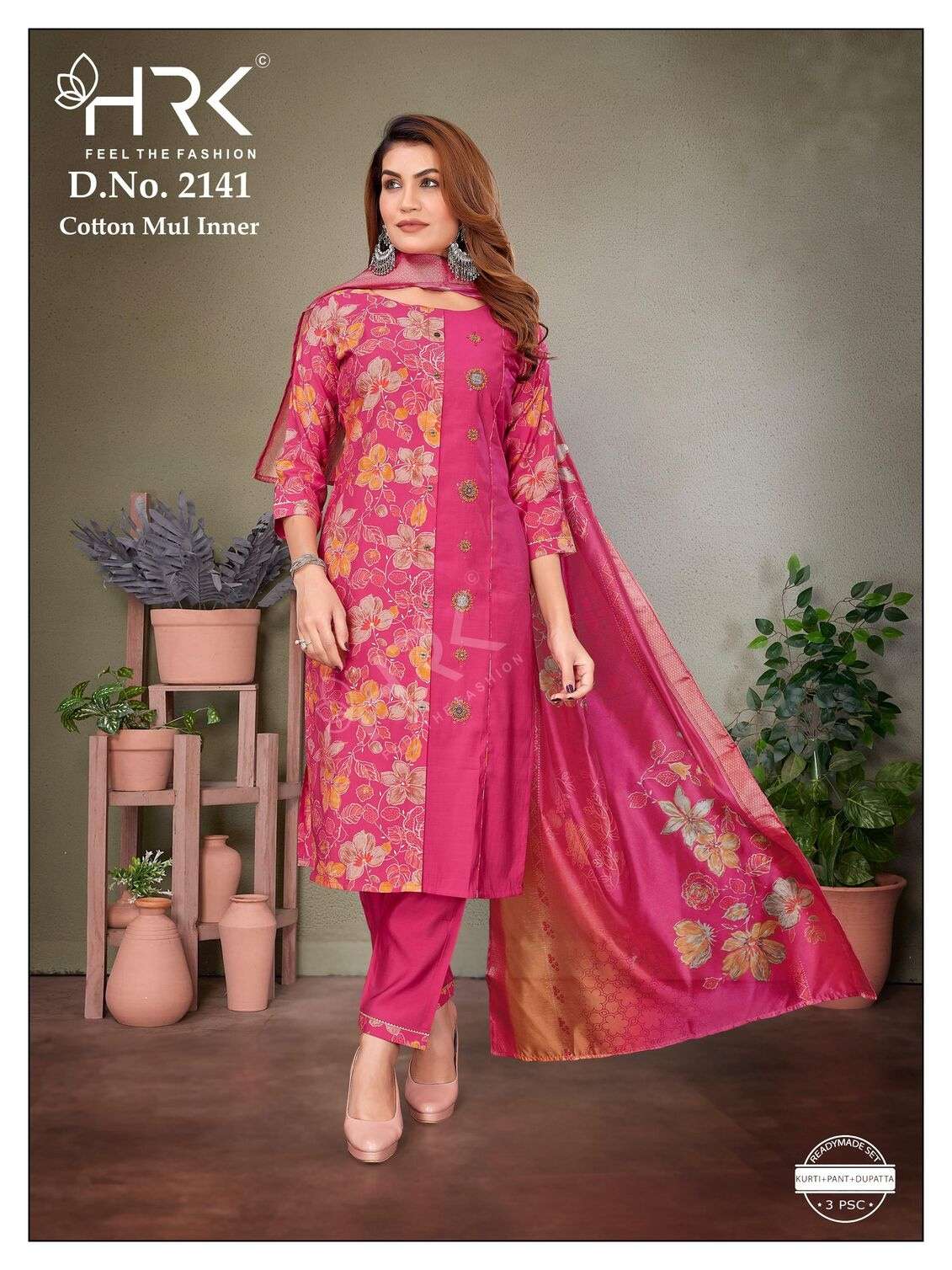 D.NO :- 2141 BY HRK IN SOFT MODAL PLAIN & PRINT EXCLUSIVE HANDWORK WITH COTTON MAUL INNER