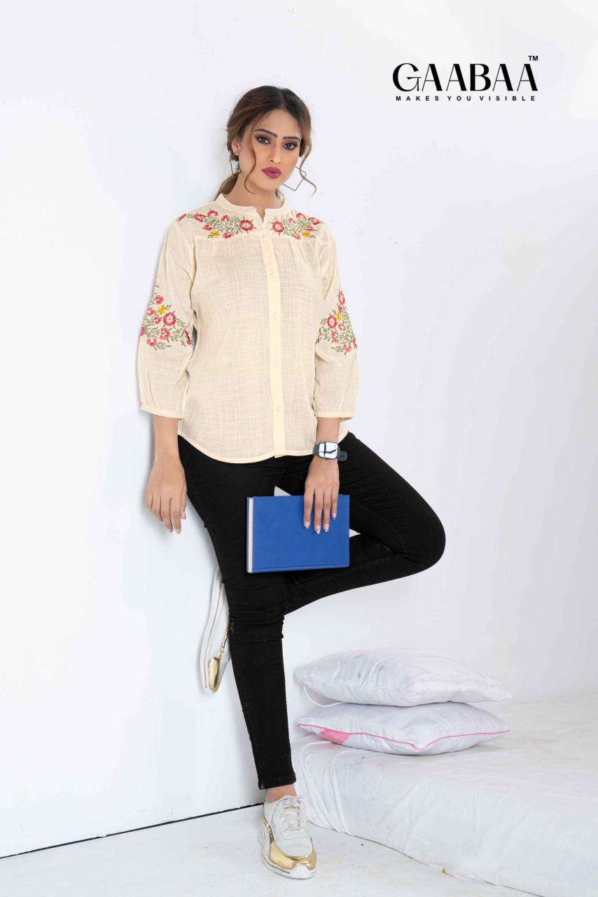 D.NO.905 BY GAABAA IN HEAVY RAYON REGULAR WEAR TOP WITH EMBROIDERY