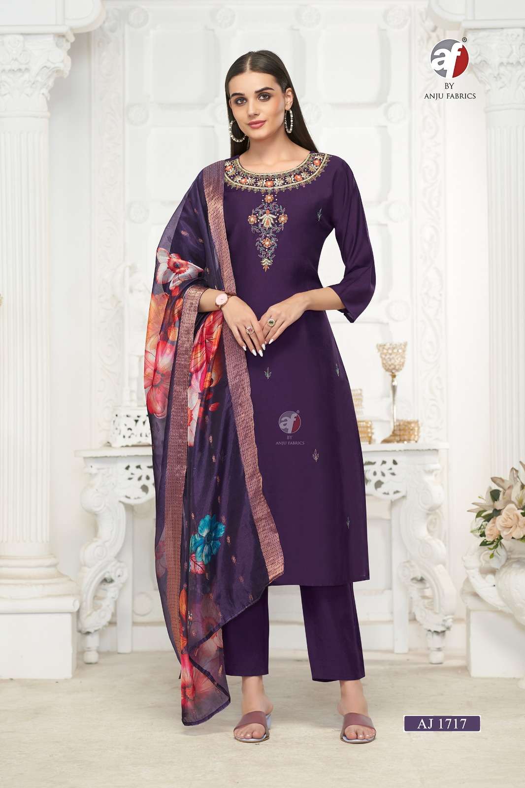 D.NO:- AJ 1717 BY ANJU FABRICS IN MODAL SILK WITH HAND WORK AND ORGANZA WITH JACQUARD  DUPATTA 