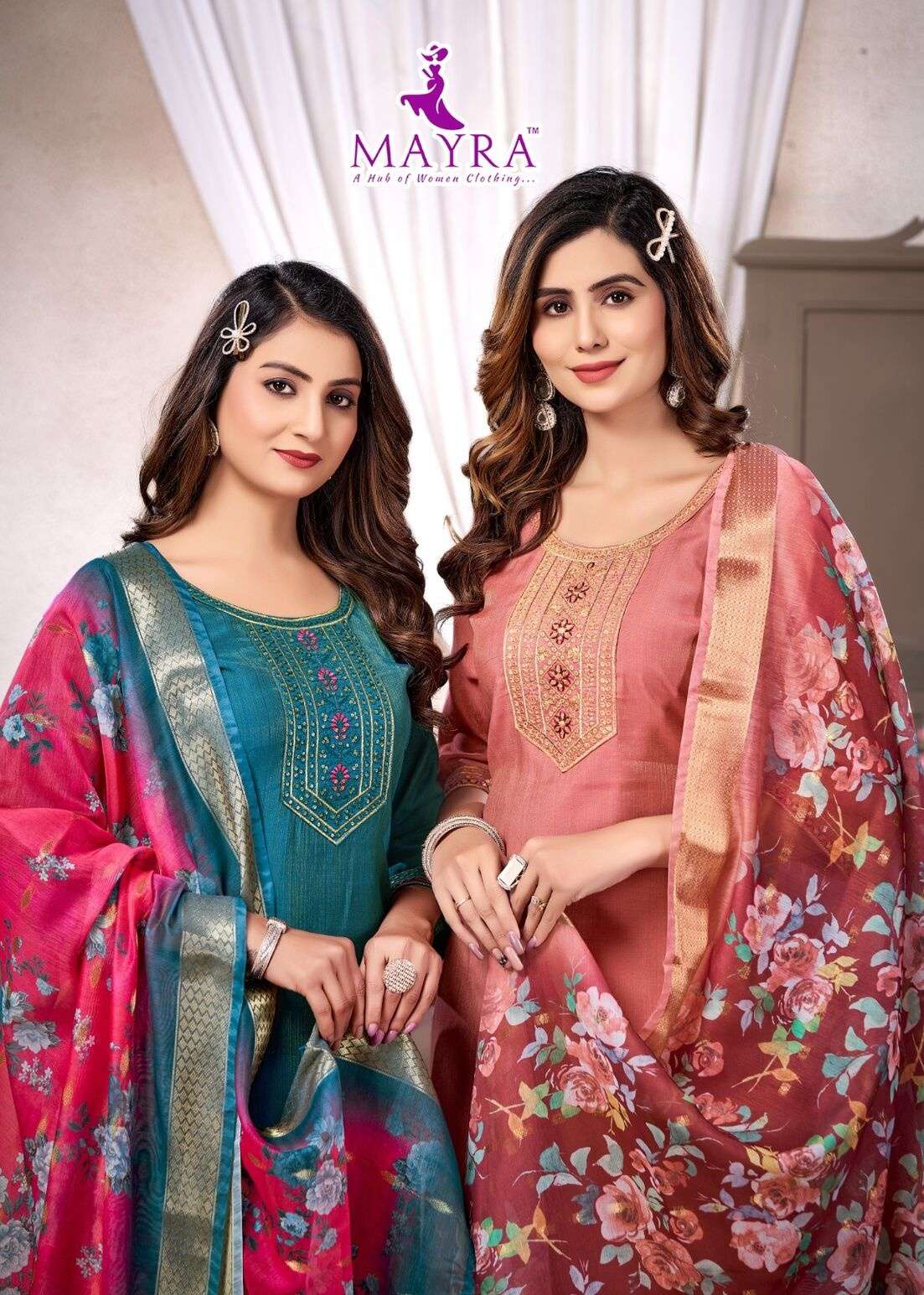 DIVA BY MAYRA FASHION IN VERTICAN SIMMER WITH SEQUENCE EMBROIDERY TIE AND BUTTI WORK