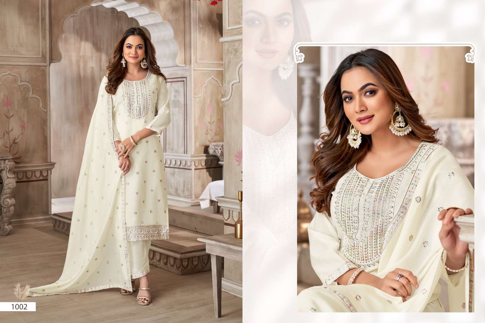 FANTASY BY KF FASHION KURTI PENT DUPATTA SET WITH EMBROIDERD