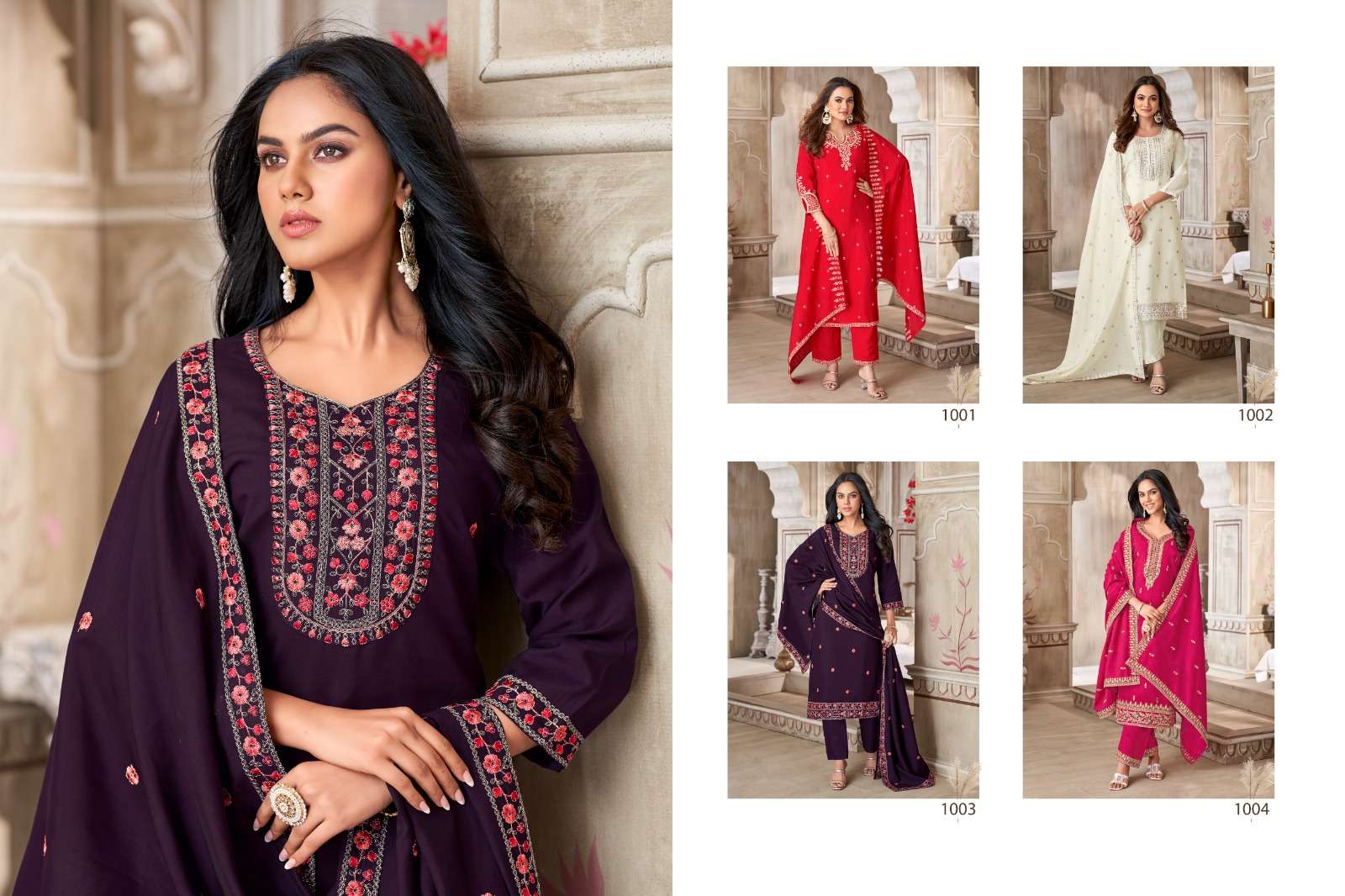 FANTASY BY KF FASHION KURTI PENT DUPATTA SET WITH EMBROIDERD