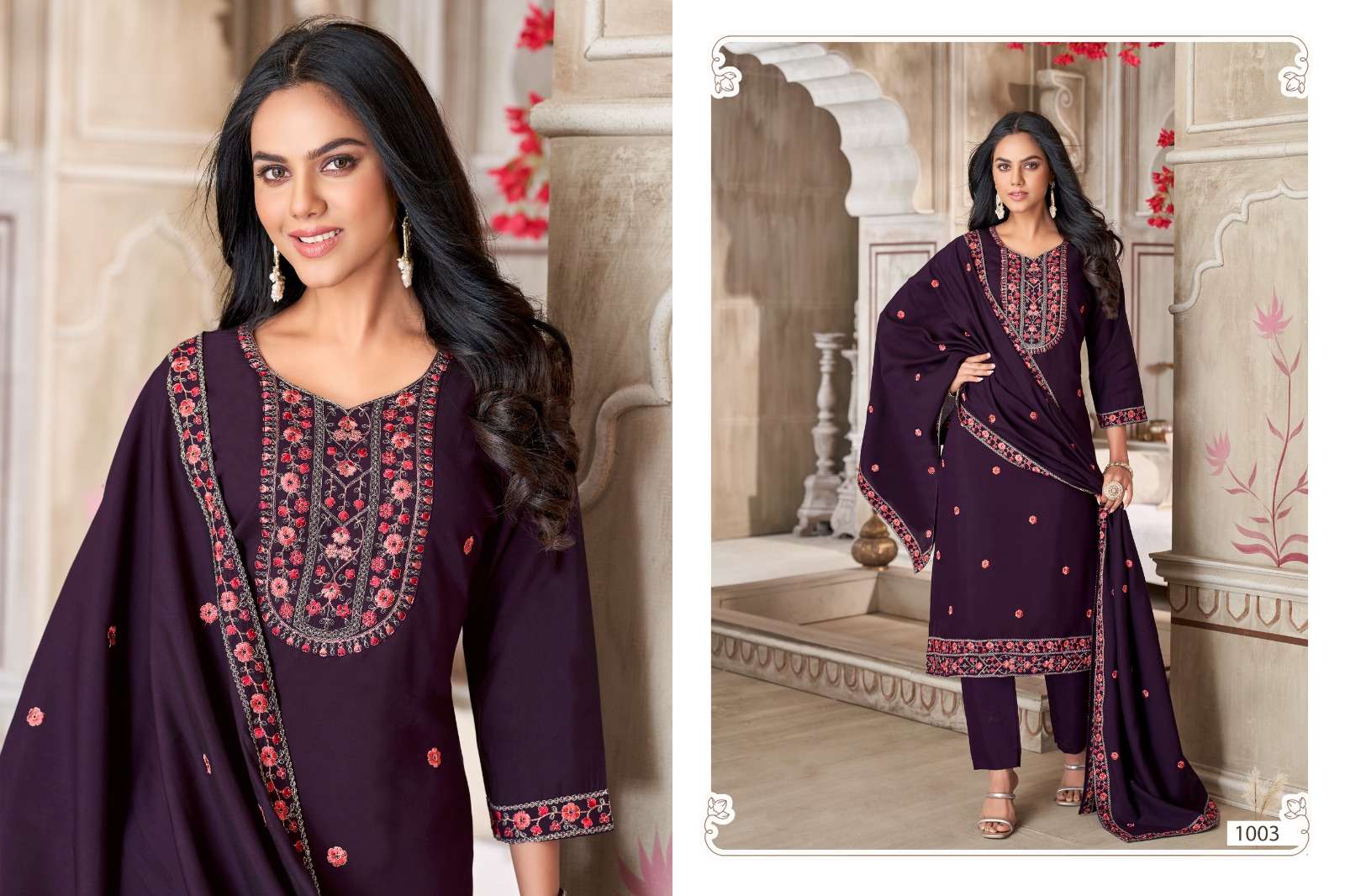 FANTASY BY KF FASHION KURTI PENT DUPATTA SET WITH EMBROIDERD