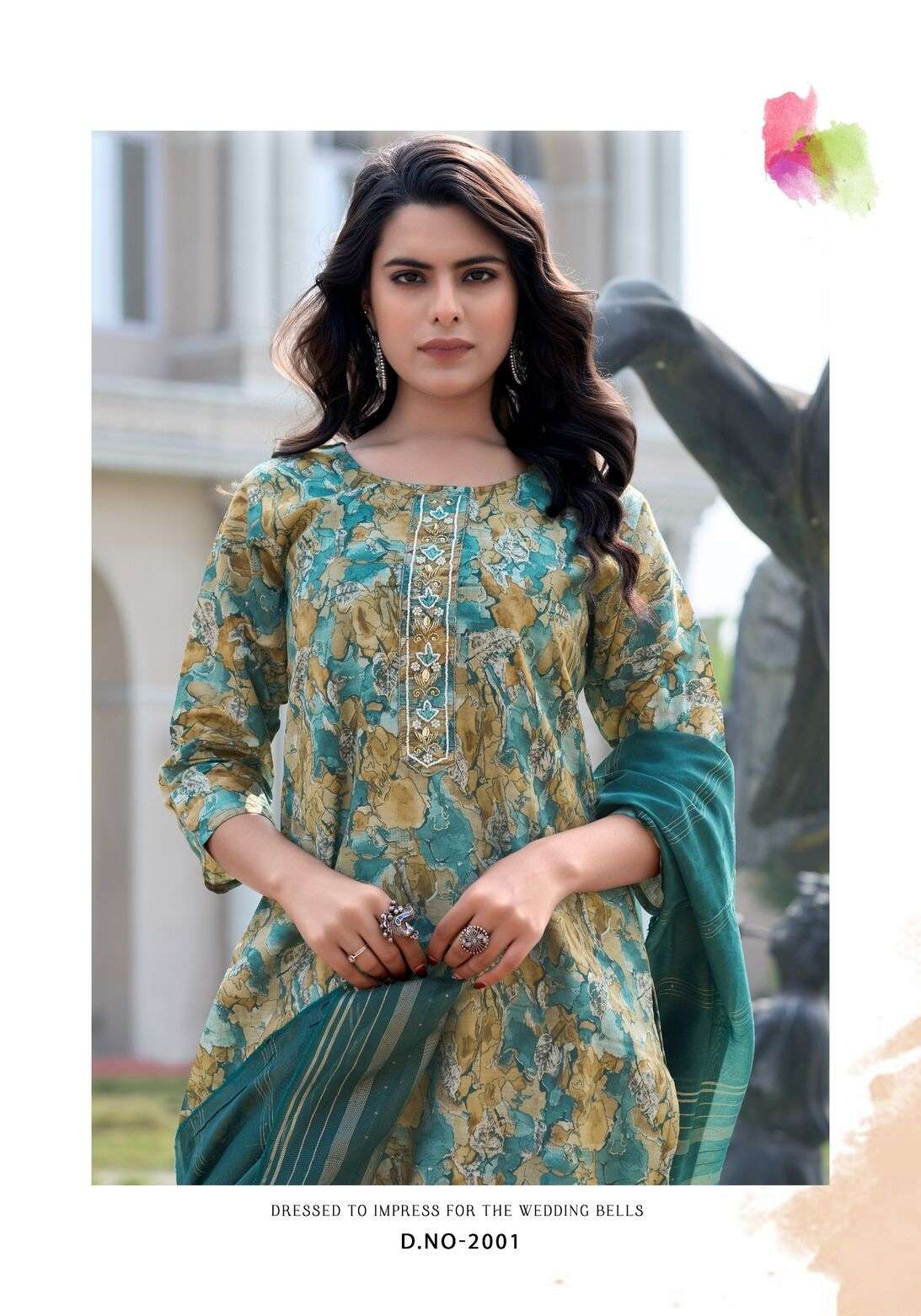 FESTIVAL VOL-2 BY VANSIKA MODAL CHANDERI FANCY KHATI SEQUENCE WORK KURTI PANT WITH  DUPATTA 