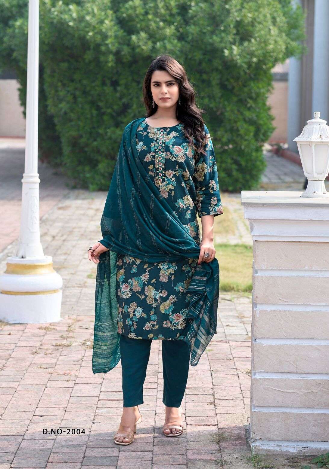 FESTIVAL VOL-2 BY VANSIKA MODAL CHANDERI FANCY KHATI SEQUENCE WORK KURTI PANT WITH  DUPATTA 