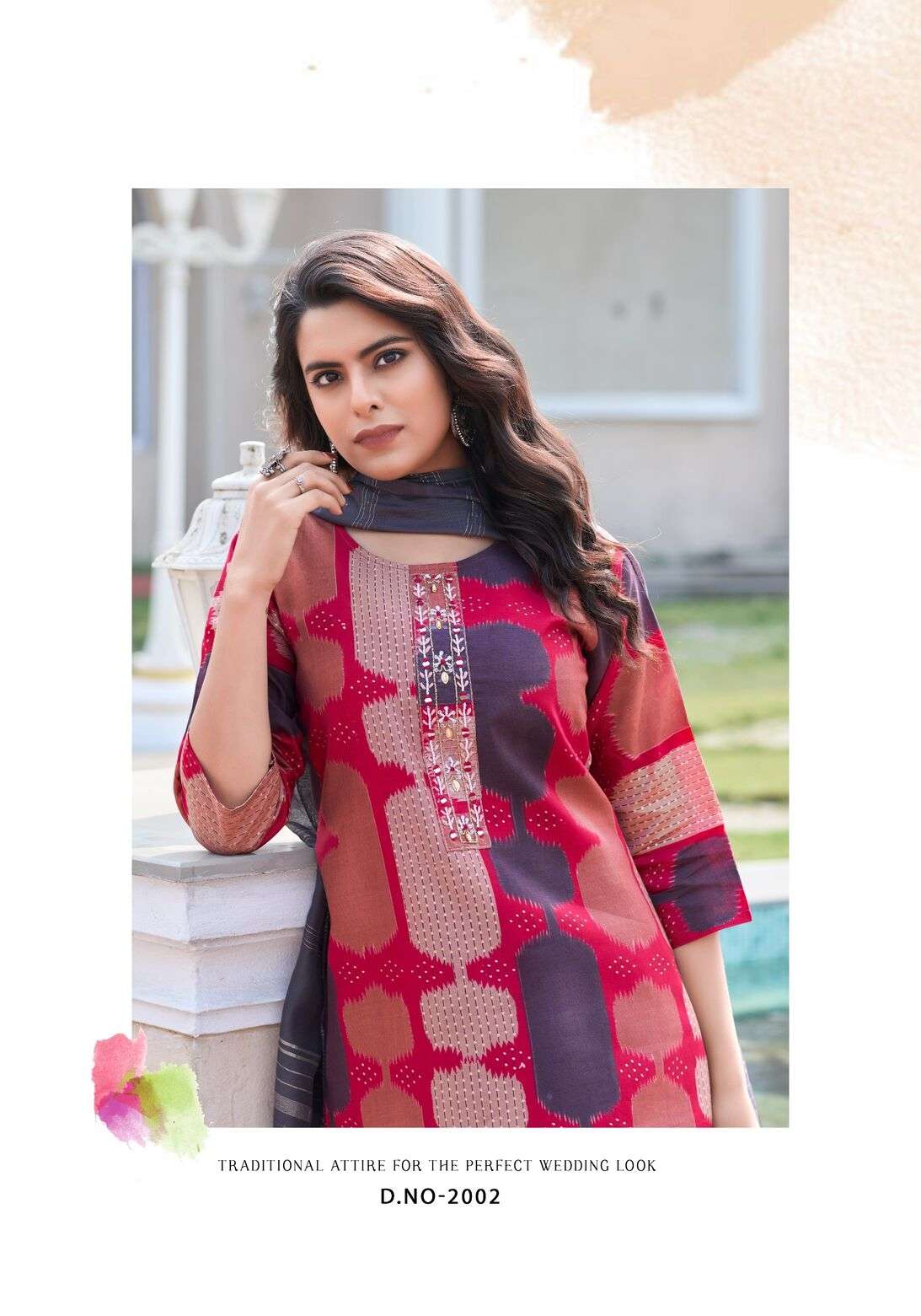 FESTIVAL VOL-2 BY VANSIKA MODAL CHANDERI FANCY KHATI SEQUENCE WORK KURTI PANT WITH  DUPATTA 