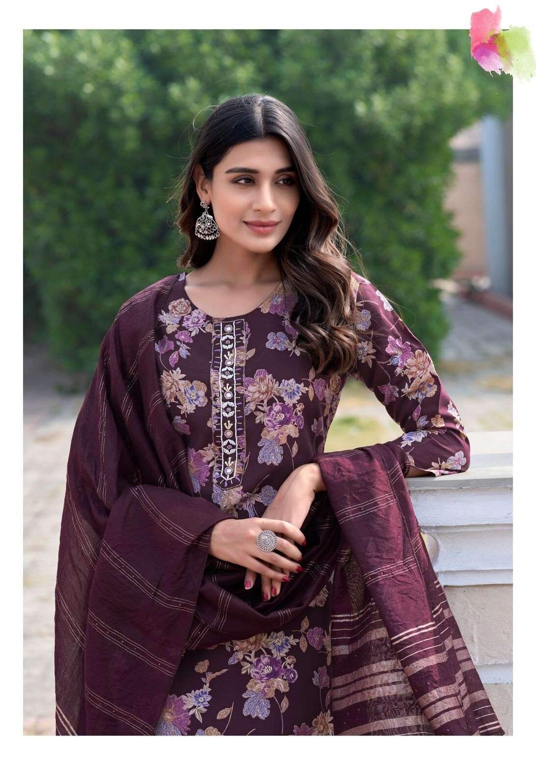 FESTIVAL VOL-2 BY VANSIKA MODAL CHANDERI FANCY KHATI SEQUENCE WORK KURTI PANT WITH  DUPATTA 