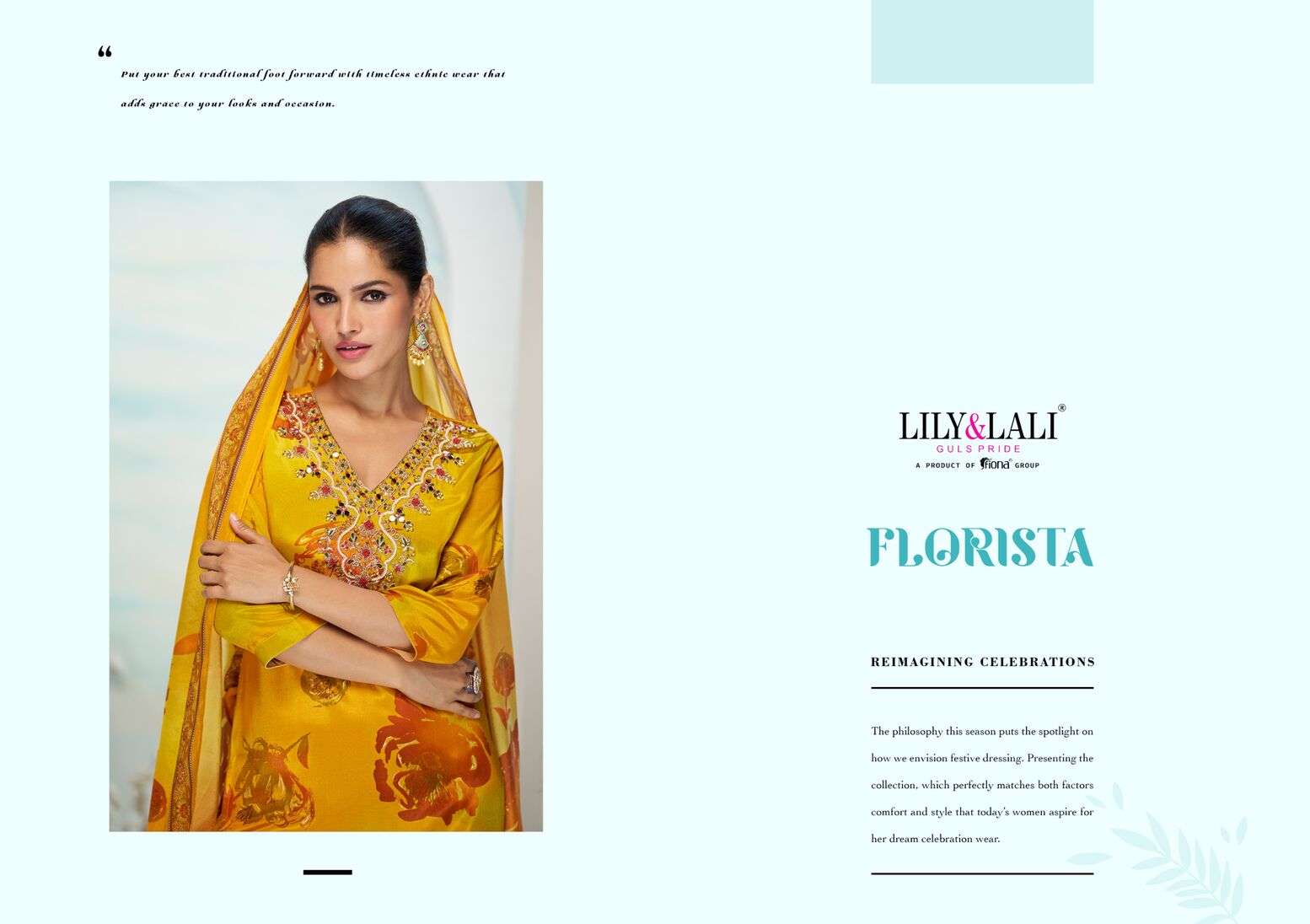 FLORISTA BY LILY & LALI IN NATURAL CREPE WITH LINING AND MIRROR HANDWORK 