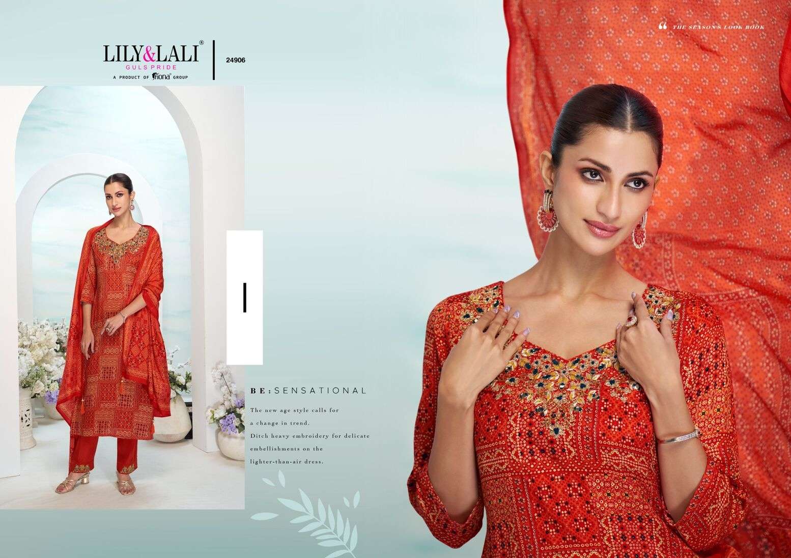 FLORISTA BY LILY & LALI IN NATURAL CREPE WITH LINING AND MIRROR HANDWORK 
